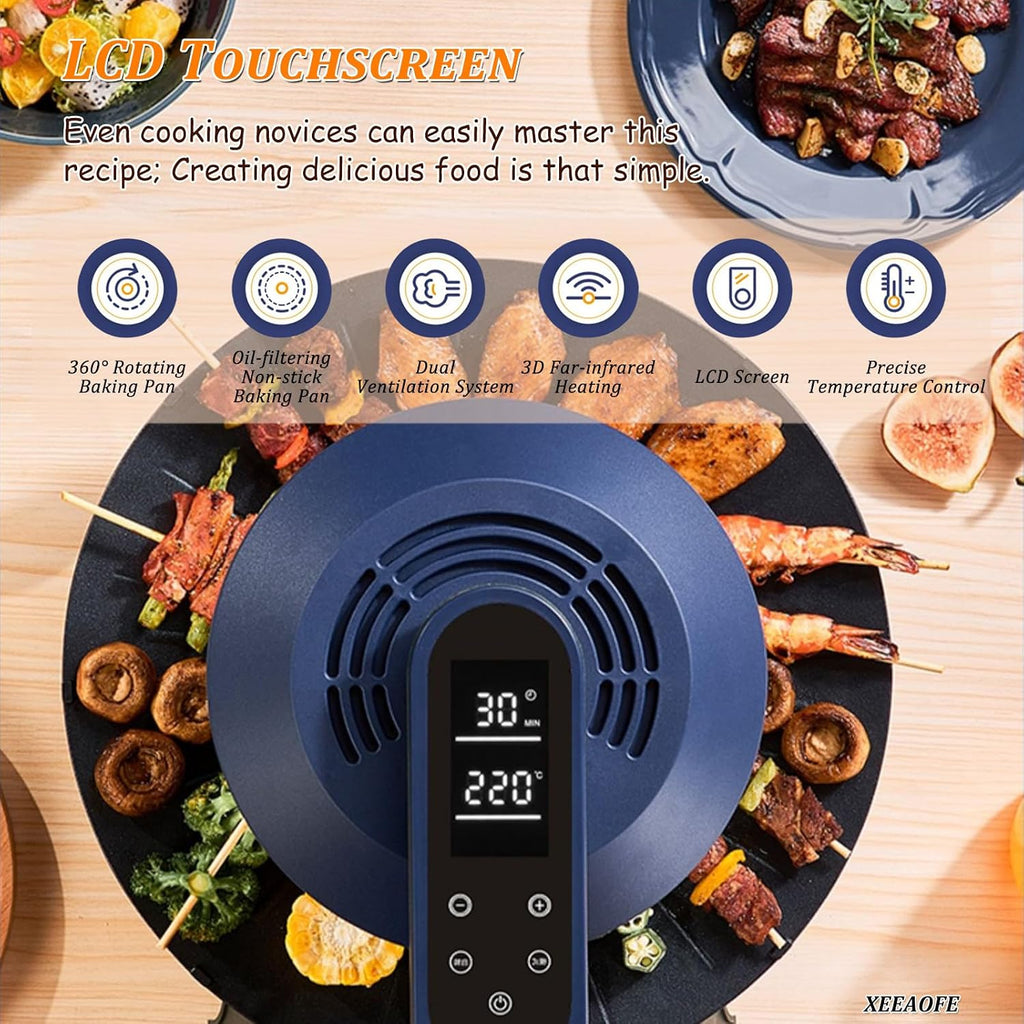 Smart Indoor Grill, 1390W Smokeless Korean BBQ Grill with 11 Firepower Levels & 1-80 min Timer, Includes Smart Thermometer, Non-Stick Removable Plates