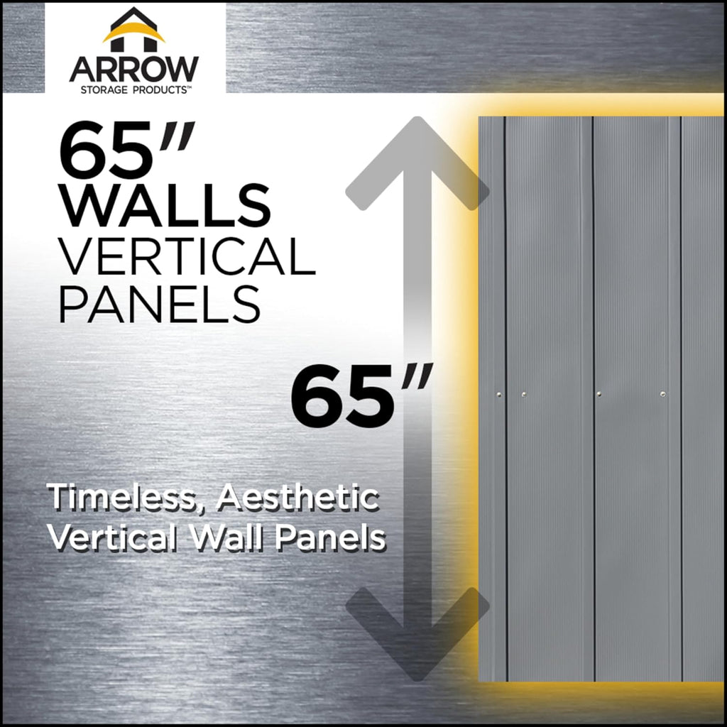 Arrow Classic 10' x 4' Outdoor Padlockable Steel Storage Shed Building, Flute Grey