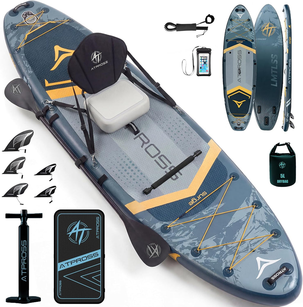 12'x36 Inflatable Paddle Board, 500lbs Extra Wide Stand Up Paddleboard for Adults with Premium SUP Accessories Kit & Backpack, Blow Up Kayak Non-Slip Stable Deck Boat for Yoga Fishing Surf