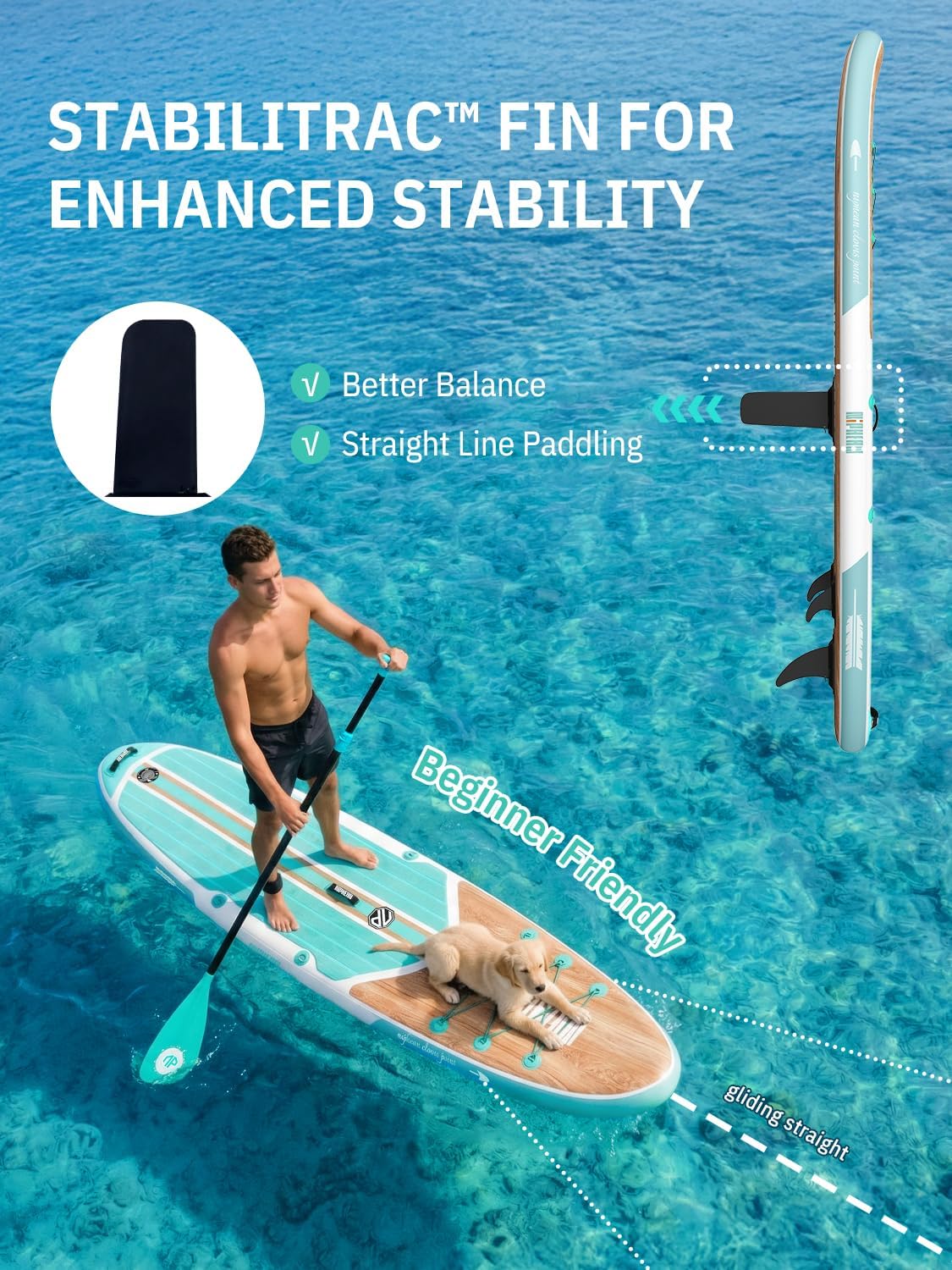 Niphean Inflatable Stand Up Paddle Board with SUP Accessories, Anti-Slip EVA Deck, 10'6'' Inflatable Paddle Boards for Adults & Youth of All Skill Levels