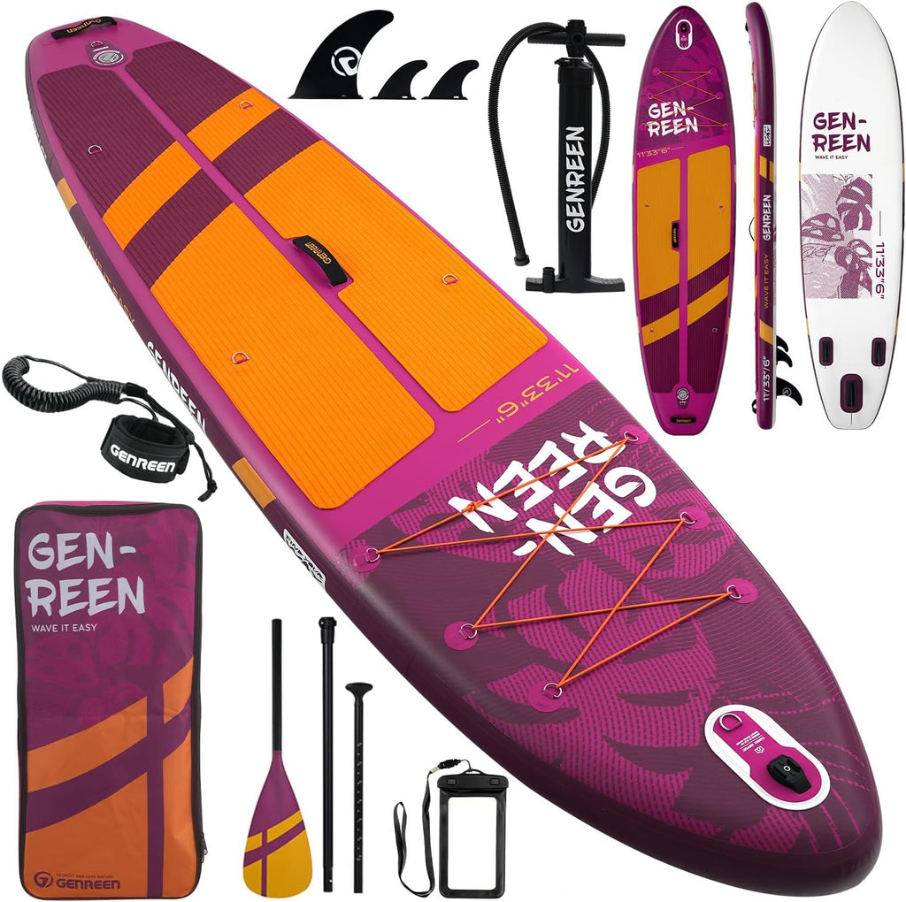 Paddle Board Stand up Paddle Board (Extra Large 11'*33/34') Newly Improved 2 Side Layers 450LBS Quality Inspection×5 (All-Season for JP customers) paddleboards Fishing Family Pet Friendly