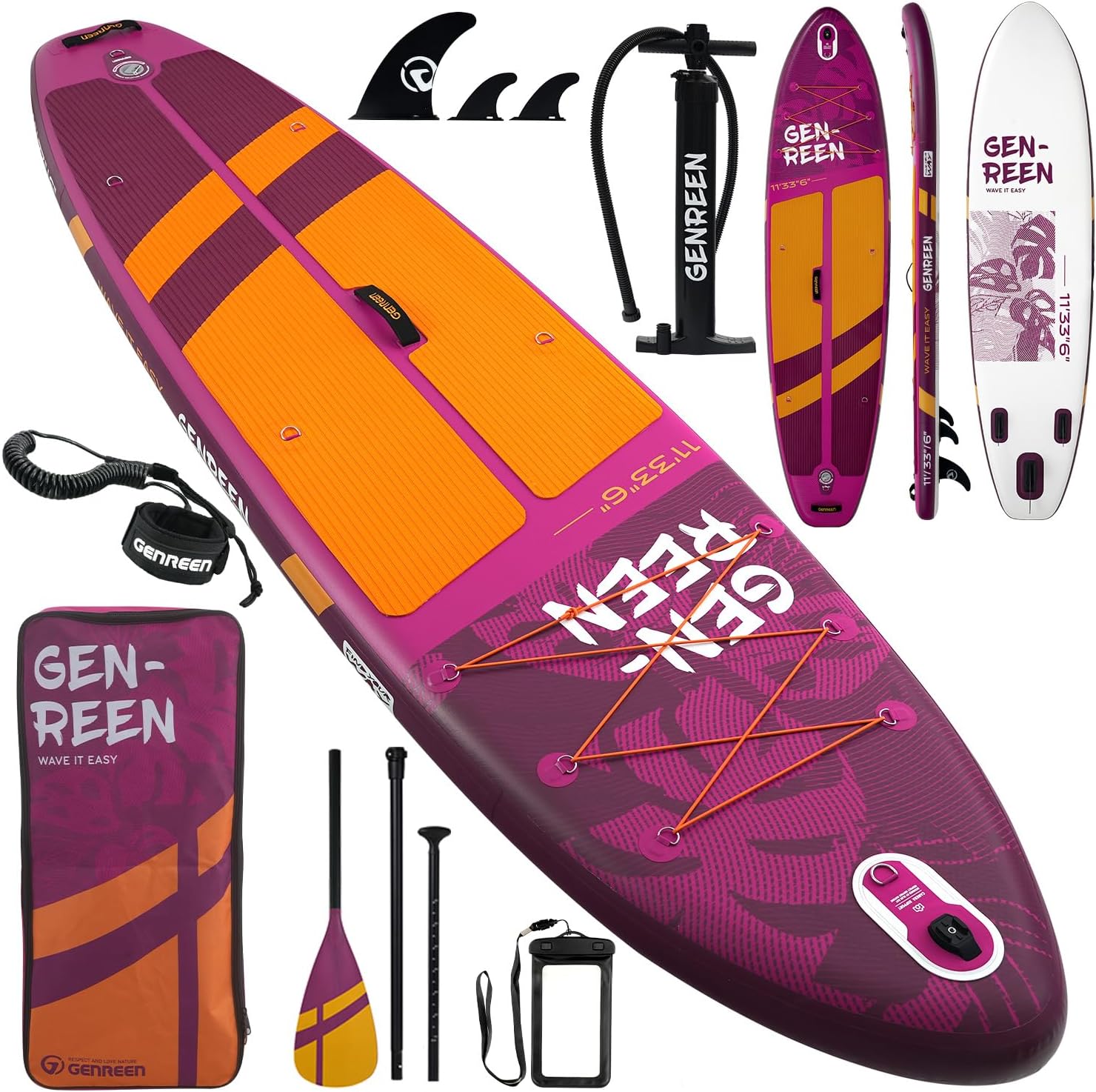 Paddle Board Stand up Paddle Board (Extra Large 11'*33/34') Newly Improved 2 Side Layers 450LBS Quality Inspection×5 (All-Season for JP customers) paddleboards Fishing Family Pet Friendly