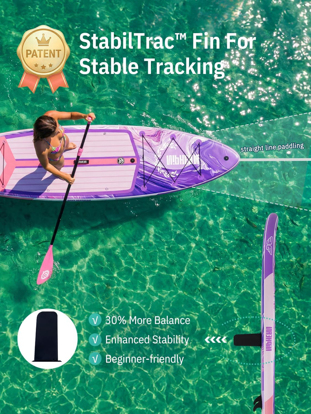 Niphean (Extra Large) Inflatable Paddle Board, SUP for 2+1 People/Family 500lbs Capacity Stand Up Paddle Board with SUP Accessories, StabilTrac Fin Non-Slip Paddleboard for Adults