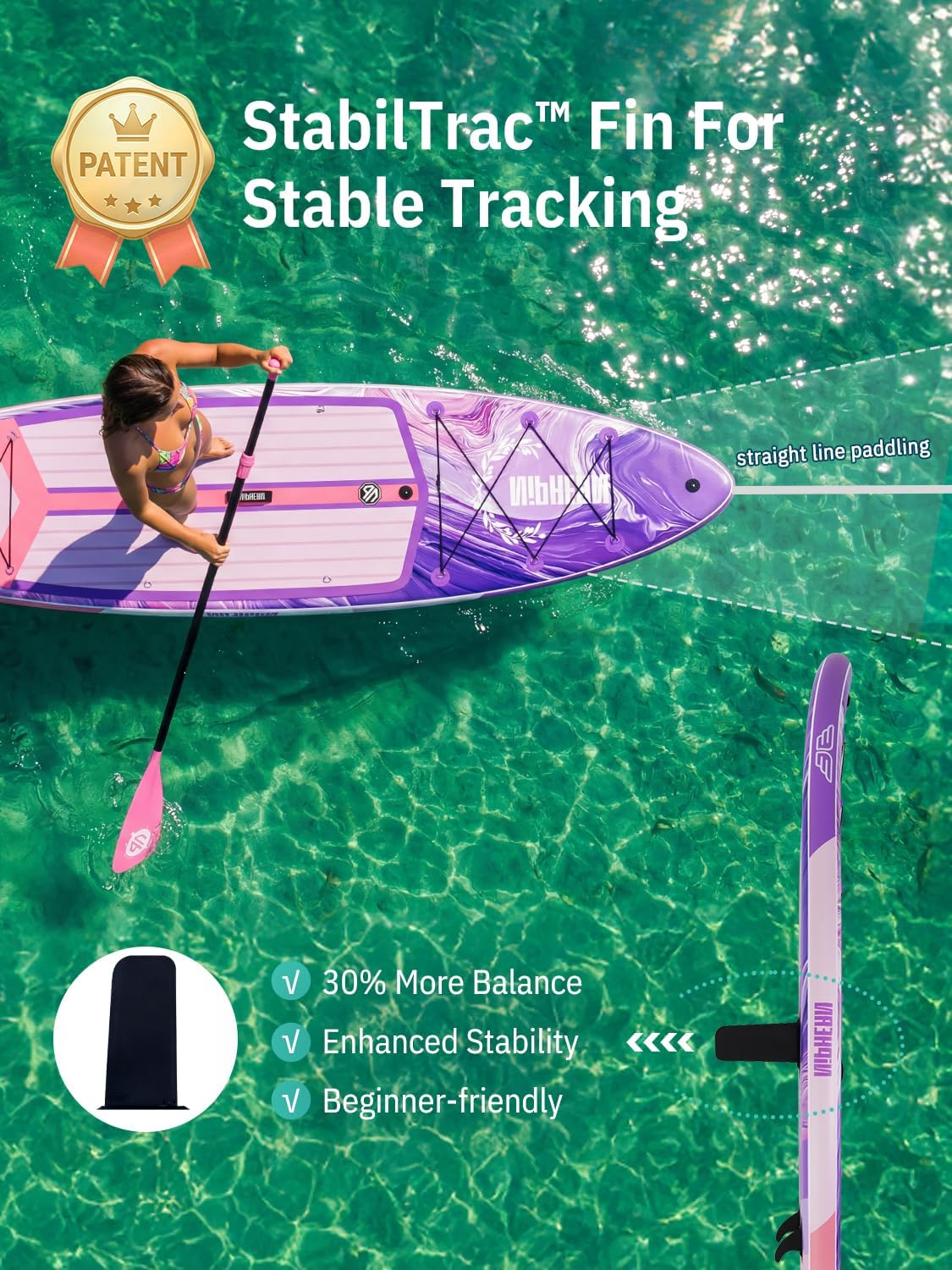 Niphean (Extra Large) Inflatable Paddle Board, SUP for 2+1 People/Family 500lbs Capacity Stand Up Paddle Board with SUP Accessories, StabilTrac Fin Non-Slip Paddleboard for Adults