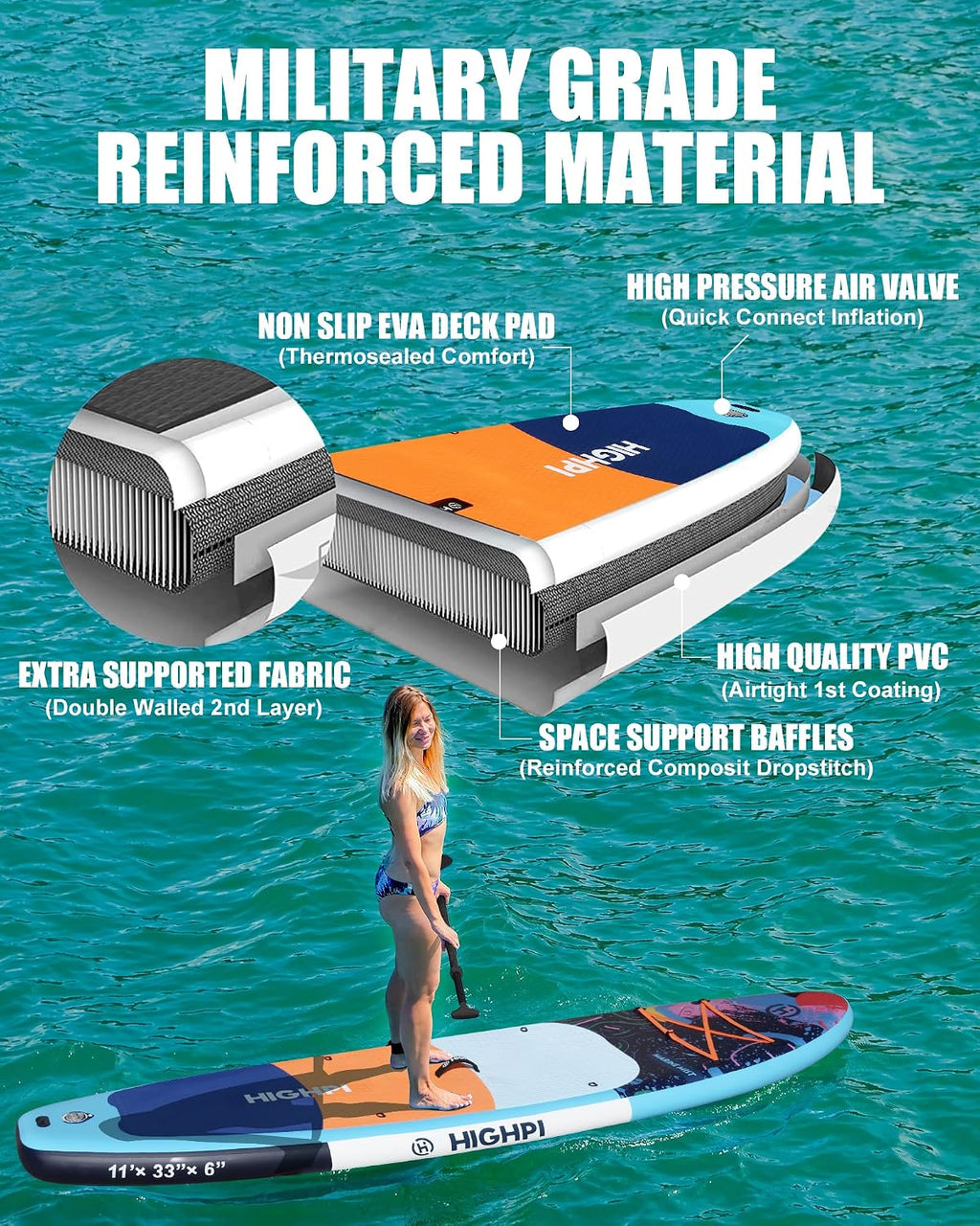 Inflatable Stand Up Paddle Board for Youth and Adults – Wide Sup with Premium Accessories, Blow Up Paddleboard for Surfing, Fishing, Yoga & More