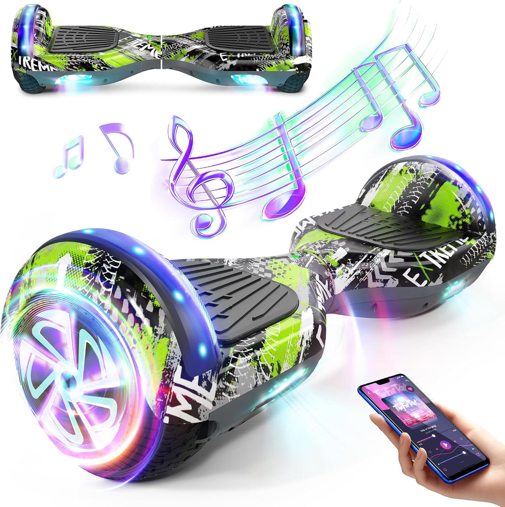 LIEAGLE Hoverboard, 6.5' Self Balancing Scooter Hover Board with Bluetooth Wheels LED Lights for Kids Adults