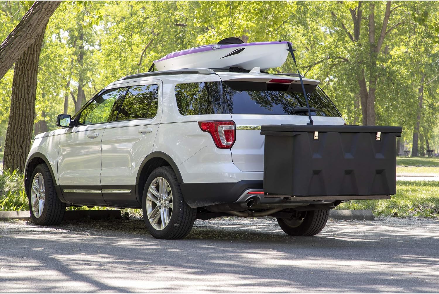 Buyers Products 1707020 Poly Hitch Mounted Cargo Carrier, 23x51x26, Includes Polyethylene Chest, Steel Frame, 5/8in. Hitch Pin, Waterproof Truck Bed Storage & Tool Box, Fits 2 in Receiver, Made in USA
