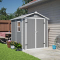 6x6 Resin Outdoor Storage Shed Kit Plastic Sheds Perfect to Store Patio Furniture, Garden Tools Bike Accessories, Beach Chairs and Lawn Mower, Grey & White
