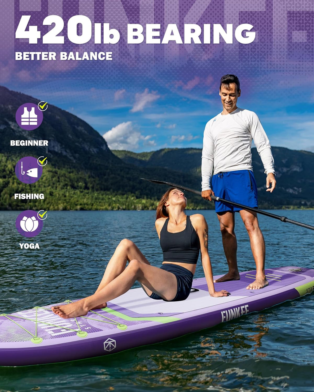 11'×34'×6' Extra Wide Inflatable Stand Up Paddle Board, Sup Board with Removable Fins, Backpack, Floating Paddle, Safety Leash, Floating Phone Case for Adults & Youth of All Skill Levels