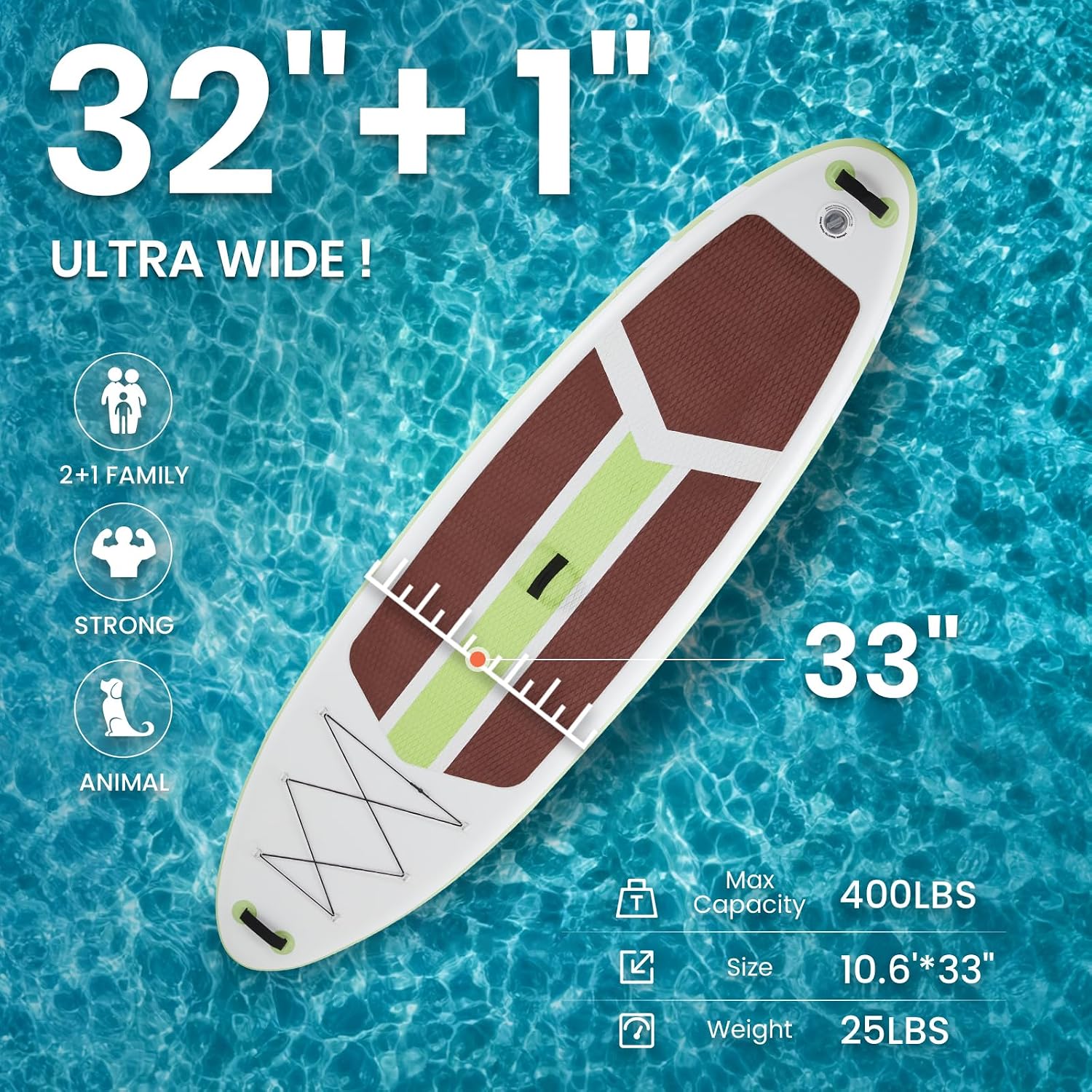NEWBULIG 33' Inflatable Paddle Board SUP, Stand Up Paddle Board Blow Up with 3 Carry Handles, Non-Slip Deck Pad, Complete Kit with Pump, Leash & Backpack for Beginners/Adults