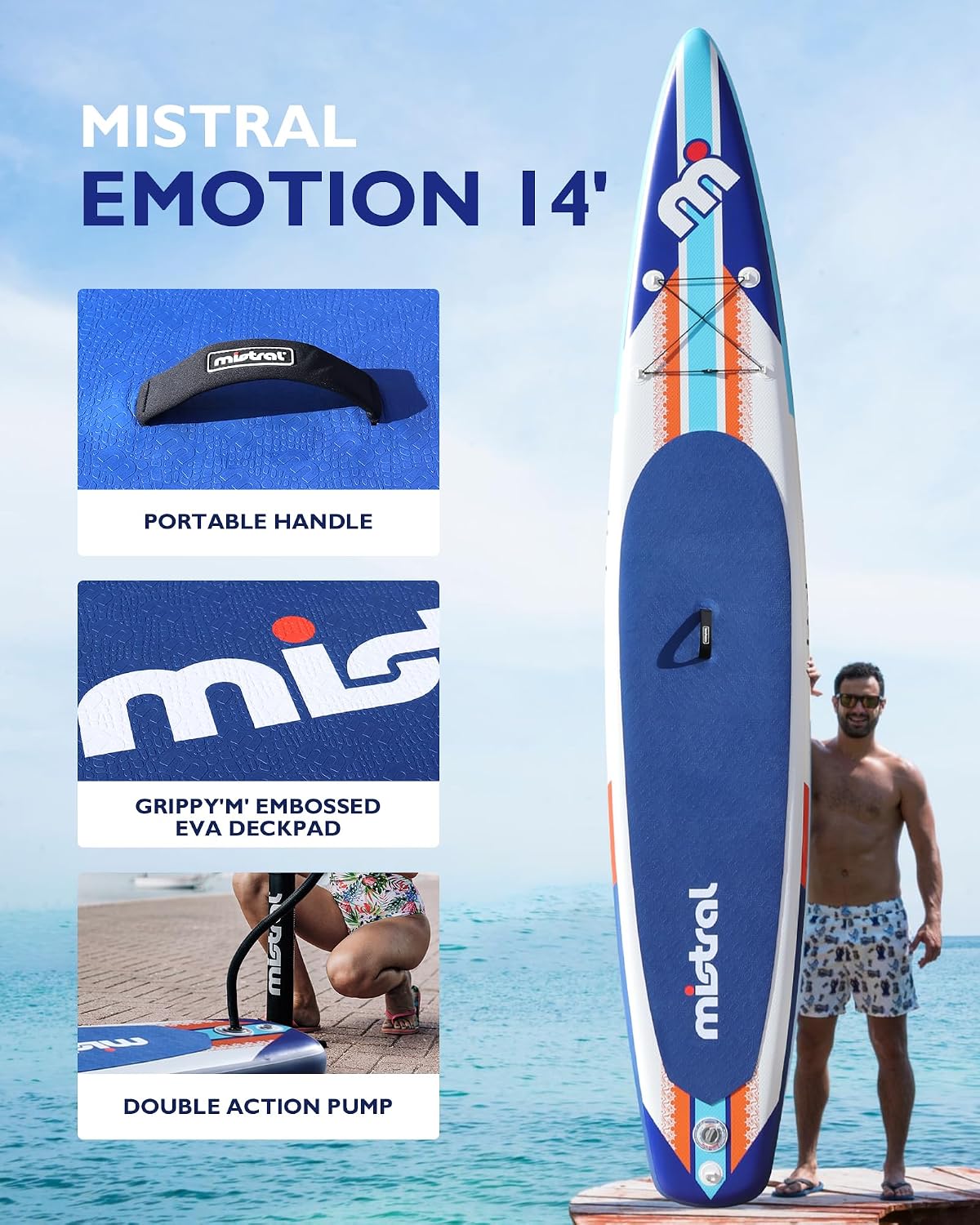 Mistral Stand Up Inflatable Paddle Board Racing & Touring Board 13'2'/ 14' Race Board, Backpack with Wheels, Durable ISUP for Youth & Adult, w/Premium SUP Accessories