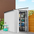 Outsunny 4' x 7.7' Metal Outdoor Storage Shed, Lean to Storage Shed, Garden Tool Storage House with Lockable Door and 2 Air Vents for Backyard, Patio, Lawn, White