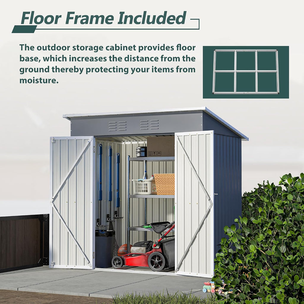 Ball & Cast 6x4FT Storage Shed with Lockable Door,Heavy Duty Outdoor Metal Sheds with Punched Vent, Waterproof Tool Sheds for Garden,Backyard,Lawn,Easy to Assemble,Gray