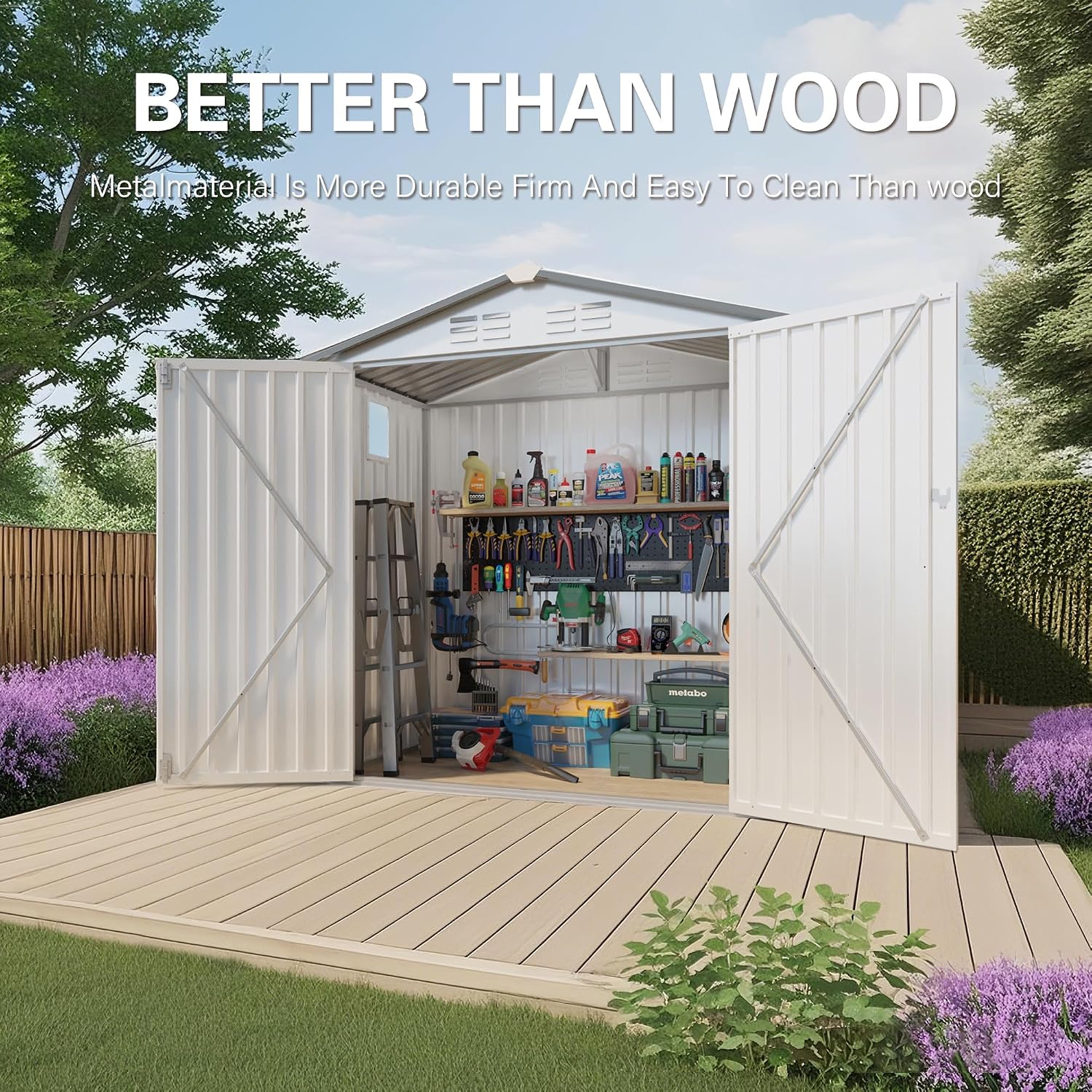 6x3.5 FT Outdoor Storage Shed, Small Metal Garden Shed with Window, Outside Tool Sheds with Lockable Hinged Doors, Waterproof Storage Building with 4 Air Vents for Backyard, Patio, Lawn, White