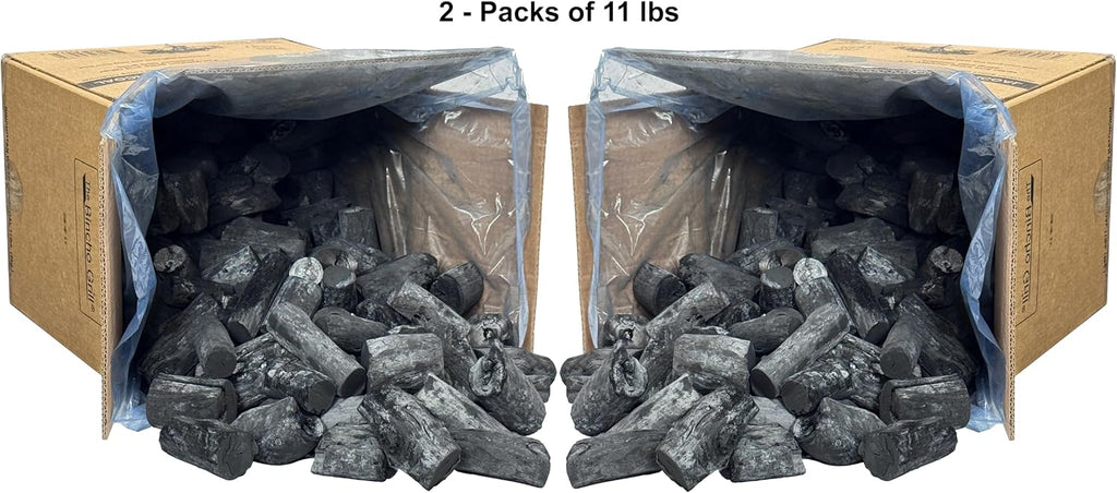The Bincho Grill Classic Binchotan Charcoal 22lbs (2-Packs of 11lbs)– 100% Natural Hardwood for Japanese BBQ, Yakitori & Charcoal Grills. High Heat, Clean Burn, Low Smoke, No Spark