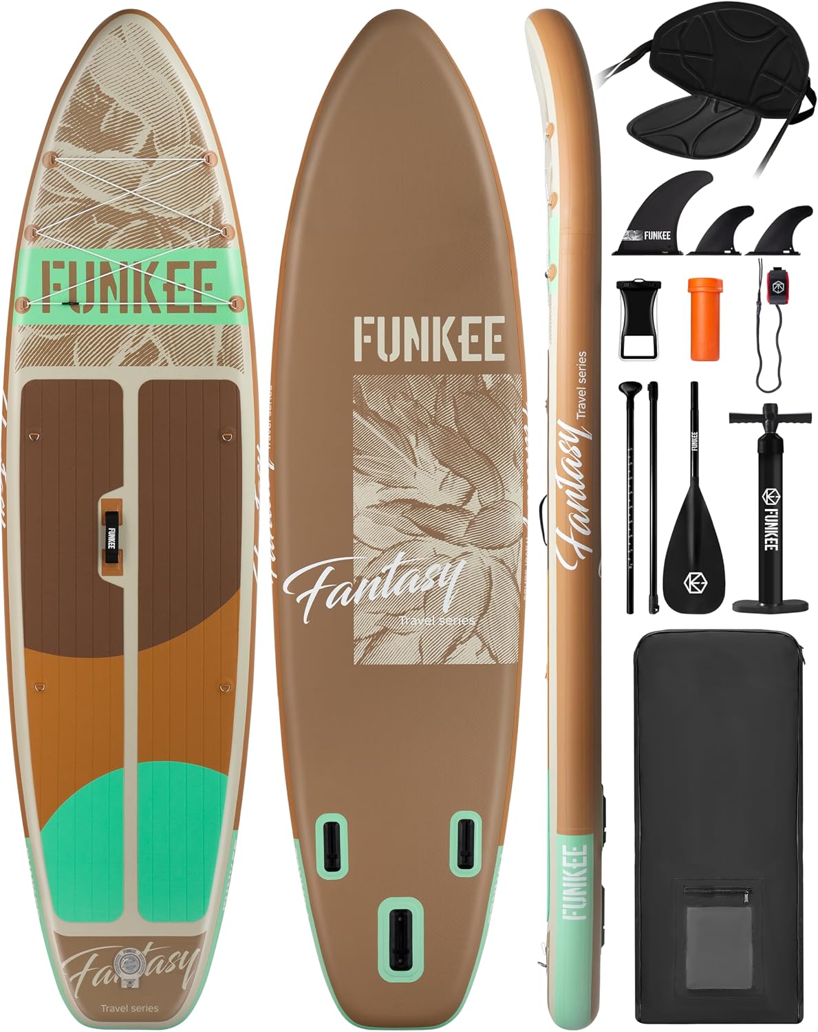 11'×34'×6' Extra Wide Inflatable Stand Up Paddle Board, Sup Board with Removable Fins, Backpack, Floating Paddle, Safety Leash, Floating Phone Case for Adults & Youth of All Skill Levels
