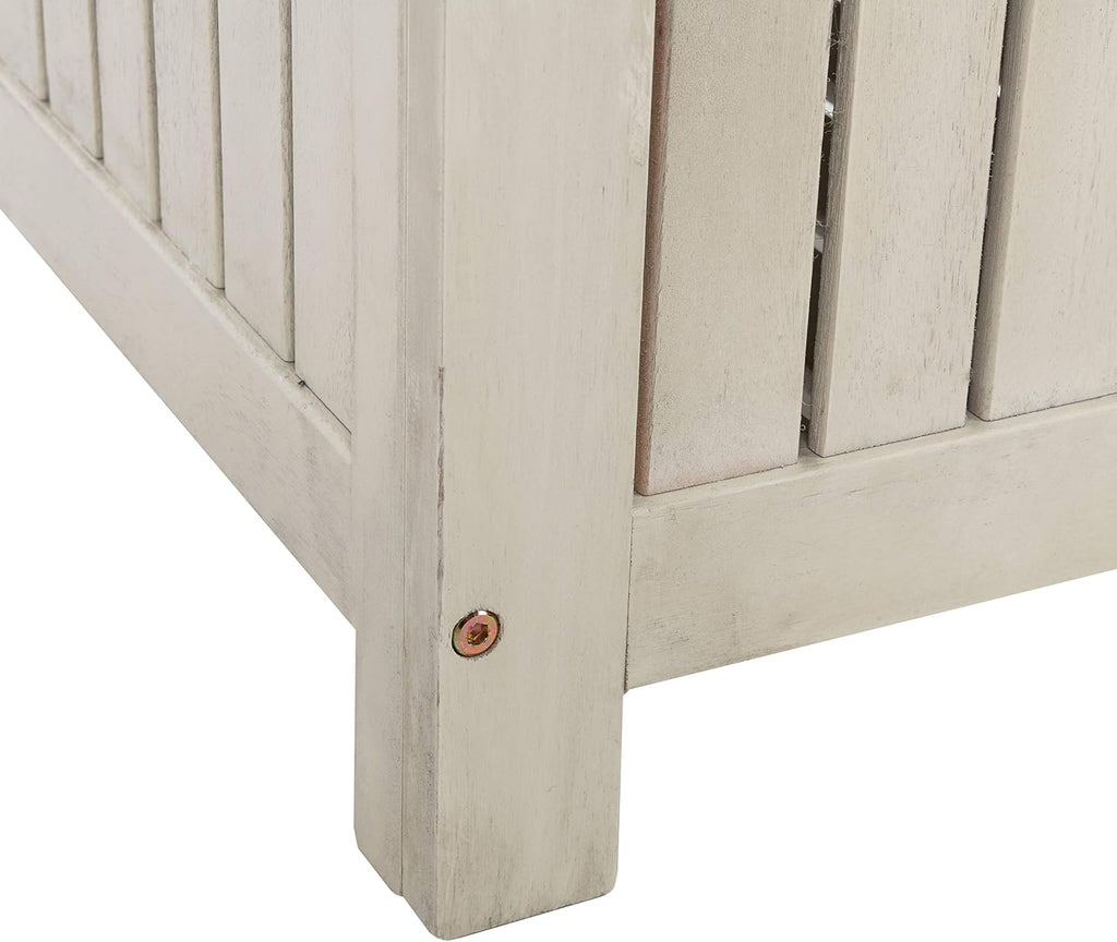 SAFAVIEH Outdoor - Abri Cushion Storage Box - White Washed Solid Wood - Coastal Resort Storage Bench Design - Ideal for Patio, Deck, Porch, Backyard, 18' W x 47' D x 19' H (PAT7037C)