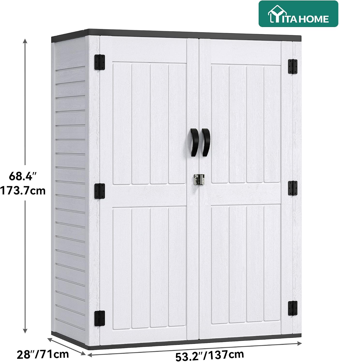 YITAHOME 59 cuft Outdoor Vertical Storage Shed, Tall Storage Shed Outdoor w/o Shelf, Outdoor Waterproof Storage Cabinet for Garage, Pool Storage, Garden Shed Outdoor Storage, Light Gray