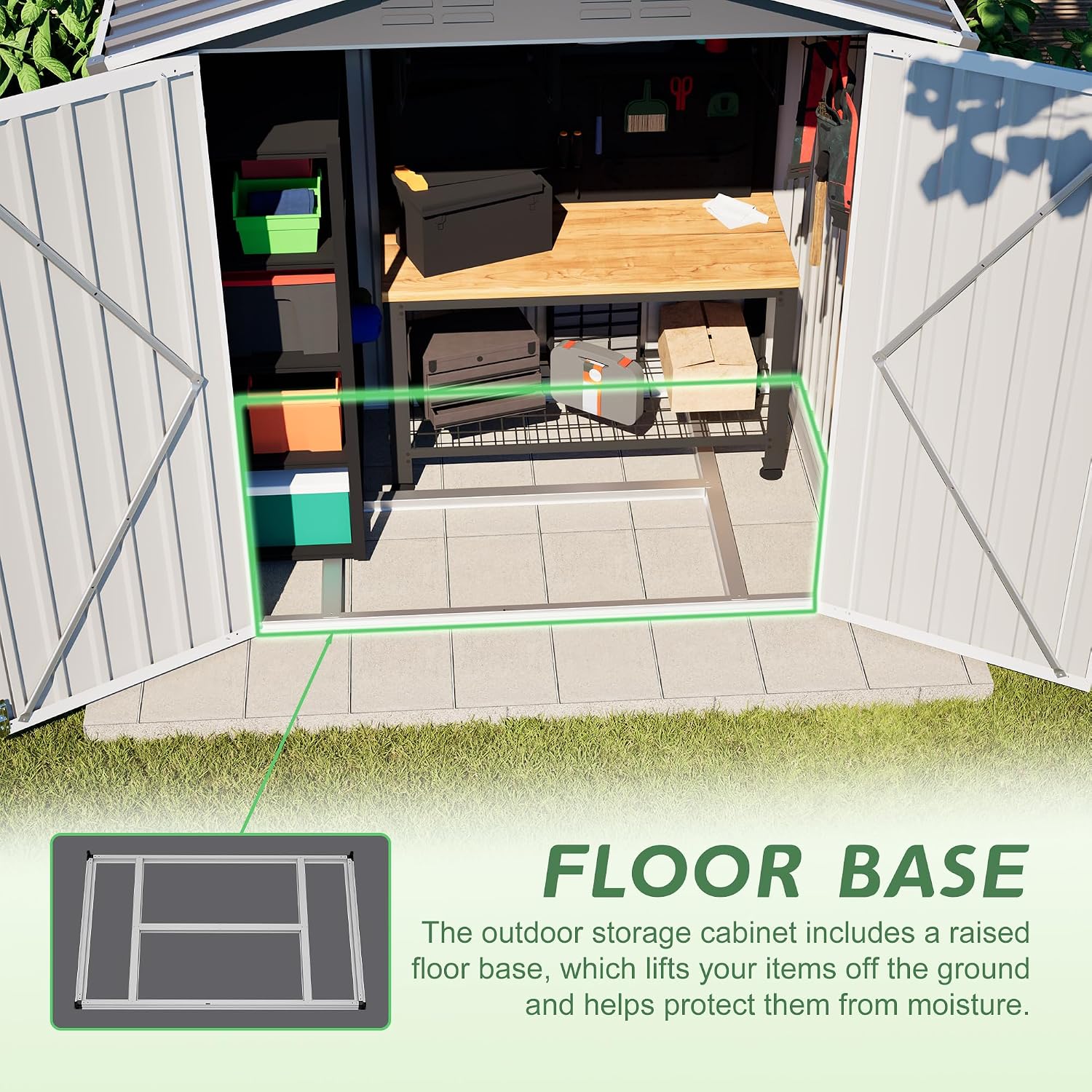 4×6 Ft Metal Outdoor Storage Shed with Floor Base, 0.25mm Galvanized Steel Metal Garden Shed Waterproof with Lockable Door for Backyard, Patio, Garden, Dark Grey
