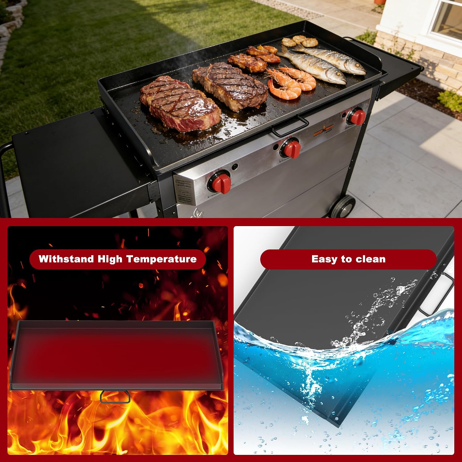 Flat Top Griddle for Camp Chef 3 Burner Griddle, 37' x 16' Fry Griddle Replacement Part for Camp Chef Tundra, Expedition 3X Combo SG100 Accessories, Outdoor BBQ Camping Grills Accessorie