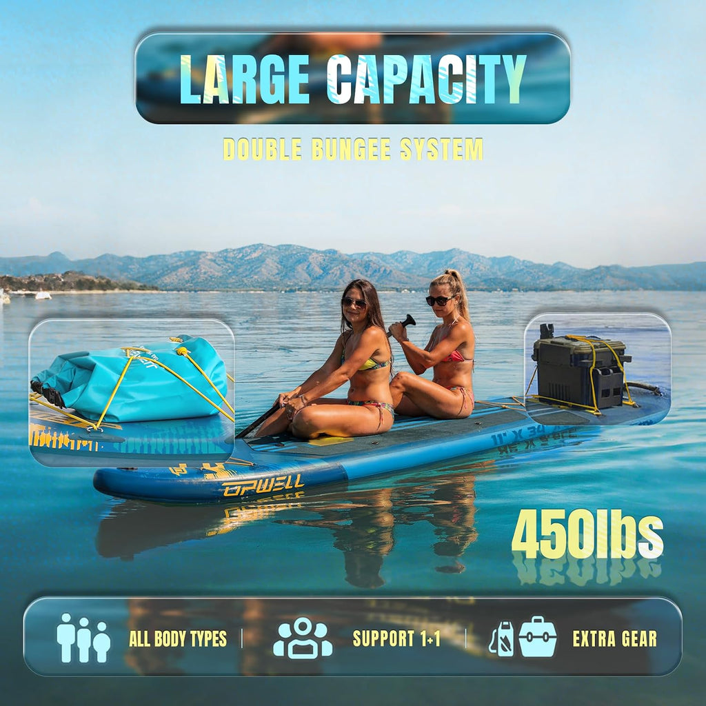 UPWELL 11'×34' Stand Up Paddle Board, SUP Board for Adults & Teens, Inflatable SUP Board with Premium Accessories, 120L Backpack, Paddle, Leash, Hand Pump, Fins