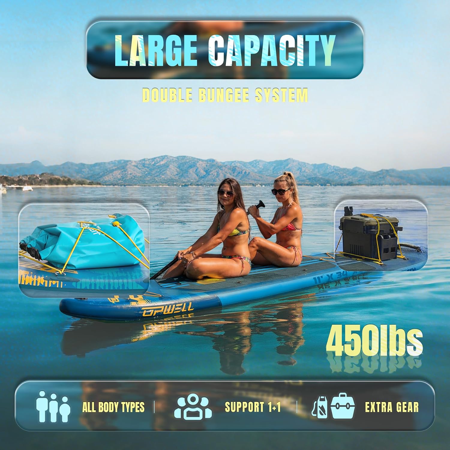UPWELL 11'×34' Stand Up Paddle Board, SUP Board for Adults & Teens, Inflatable SUP Board with Premium Accessories, 120L Backpack, Paddle, Leash, Hand Pump, Fins
