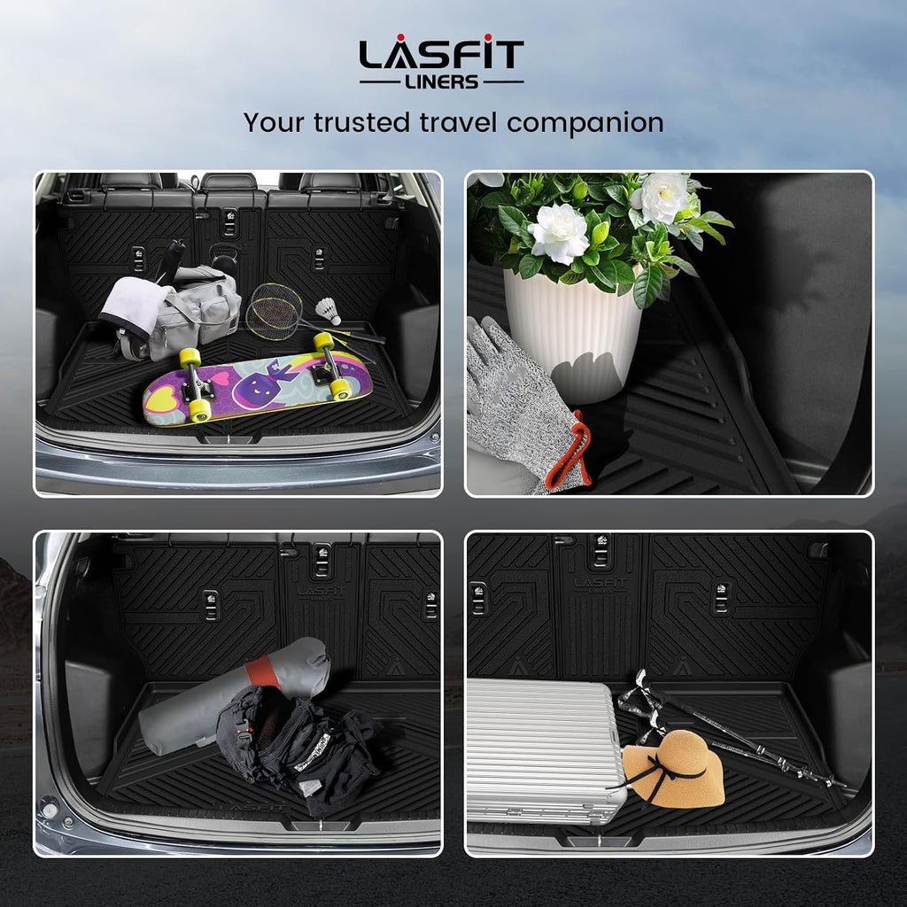 LASFIT Cargo Trunk Mat with Backrest Mats for Mazda CX5 2025 2024 2023 2022 2021 2020 2019 2018 2017 All Weather TPE Rear Cargo Liner Custom Fit Waterproof CX 5 Seat Back Mat Accessories, Black