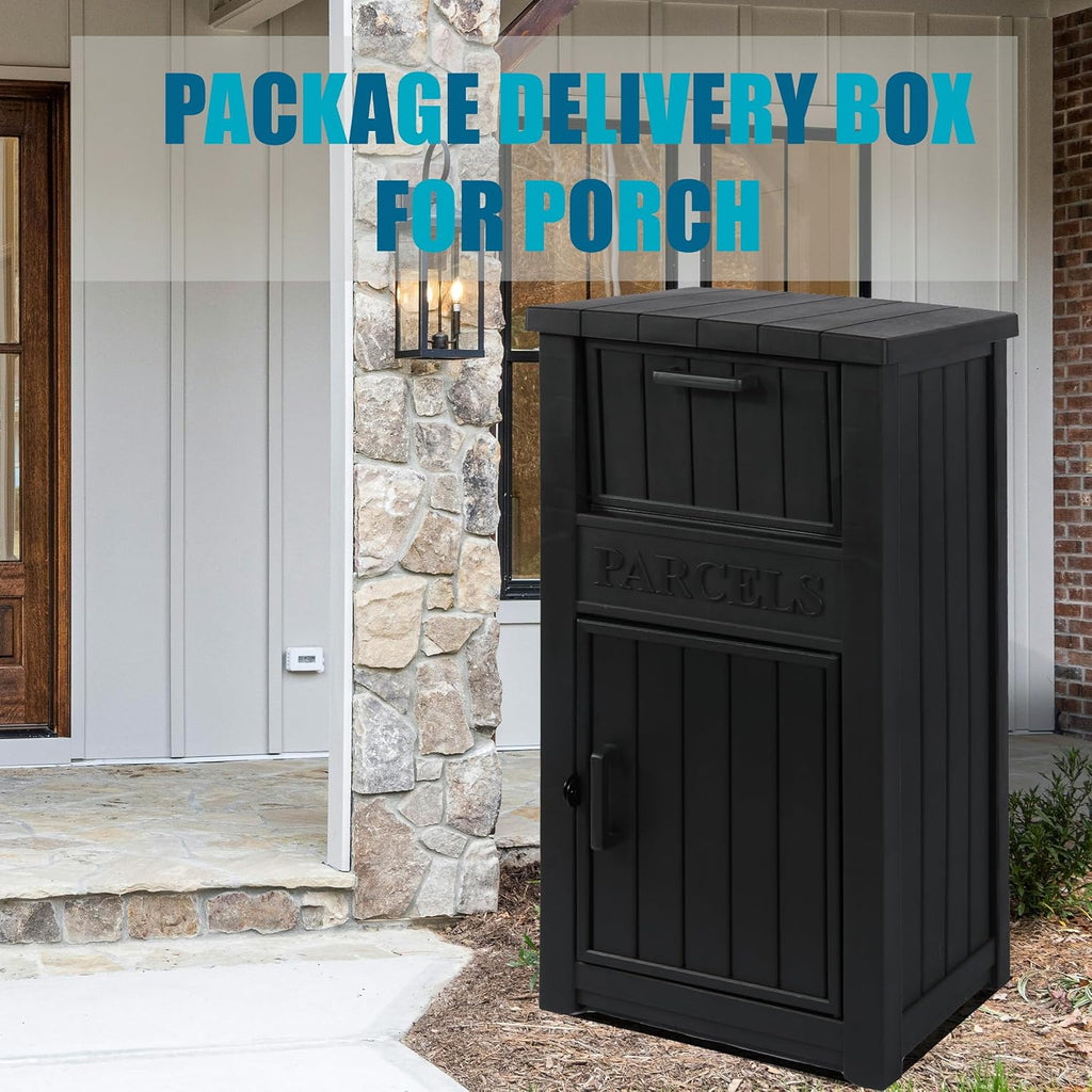 LHBGO Package Delivery Box for Outside, Outdoor Storage with Lockable Secure, Anti-Theft Parcel Drop Boxes Outdoor Package Delivery and Waterproof for Porch, House, Curbside