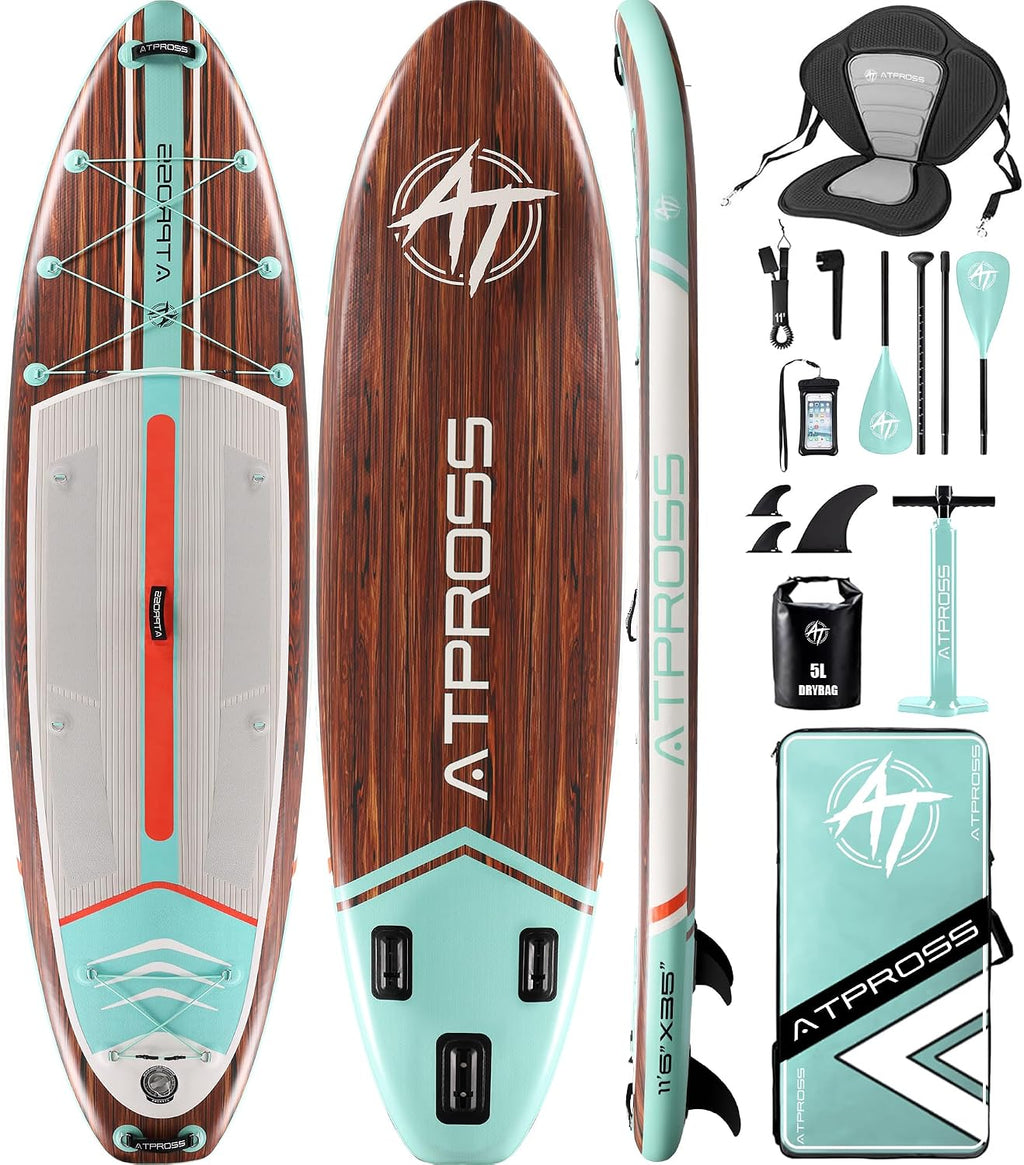 11'6'x35' Inflatable Paddle Board, 450lbs Extra Wide Stand Up Paddleboard for Adults with Premium SUP Accessories Kit & Backpack, Blow Up Kayak Non-Slip Stable Deck Boat for Yoga Fishing Surf