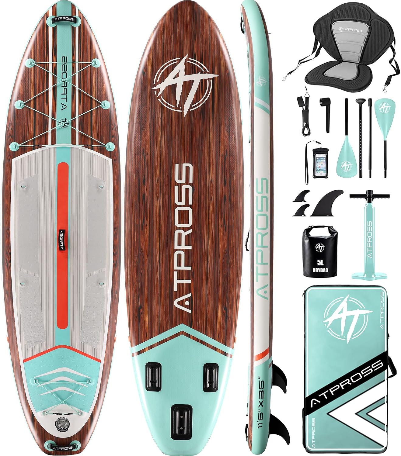11'6'x35' Inflatable Paddle Board, 450lbs Extra Wide Stand Up Paddleboard for Adults with Premium SUP Accessories Kit & Backpack, Blow Up Kayak Non-Slip Stable Deck Boat for Yoga Fishing Surf
