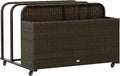 Outsunny Wicker Pool Float Storage Organizer, PE Rattan Outdoor Pool Float Holder with Rolling Wheels for Noodles, Life Vests, Beach Balls, Garden Furniture, Mixed Brown