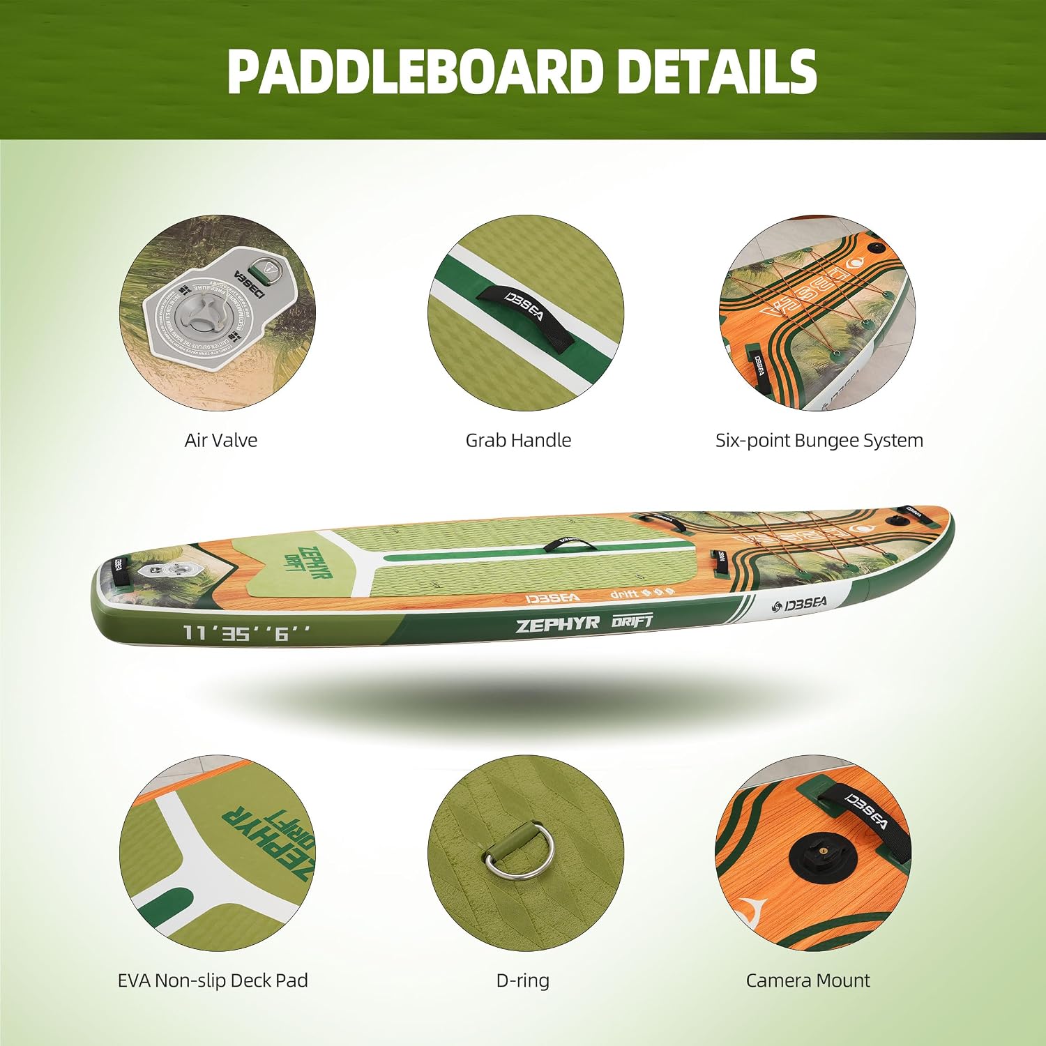 11 ft Inflatable Paddle Board with SUP Accessories, Non Slip EVA Deck, Extra Long Extra Wide iSUP, All Around Stand Up Paddle Board for Adults & Youth
