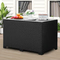 Lviden 140 Gallon Outdoor Storage Box Wicker Patio Storage Bin with Waterproof Lining Bag Deck Box and Cushion Storage Bin Outdoor, Black