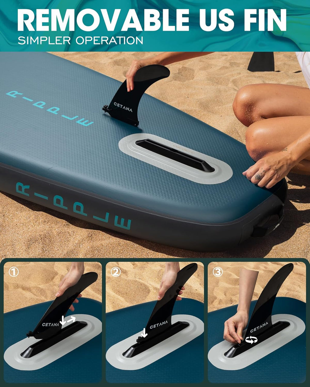 CETANA 11'6×35' Extra Wide Stand Up Paddle Board for Adults & Youth, 400lb Capacity Inflatable Paddle Board, Sup for 2+1 Person with Removable US Fin, 100L Backpack, Floating Paddle, Safety Leash