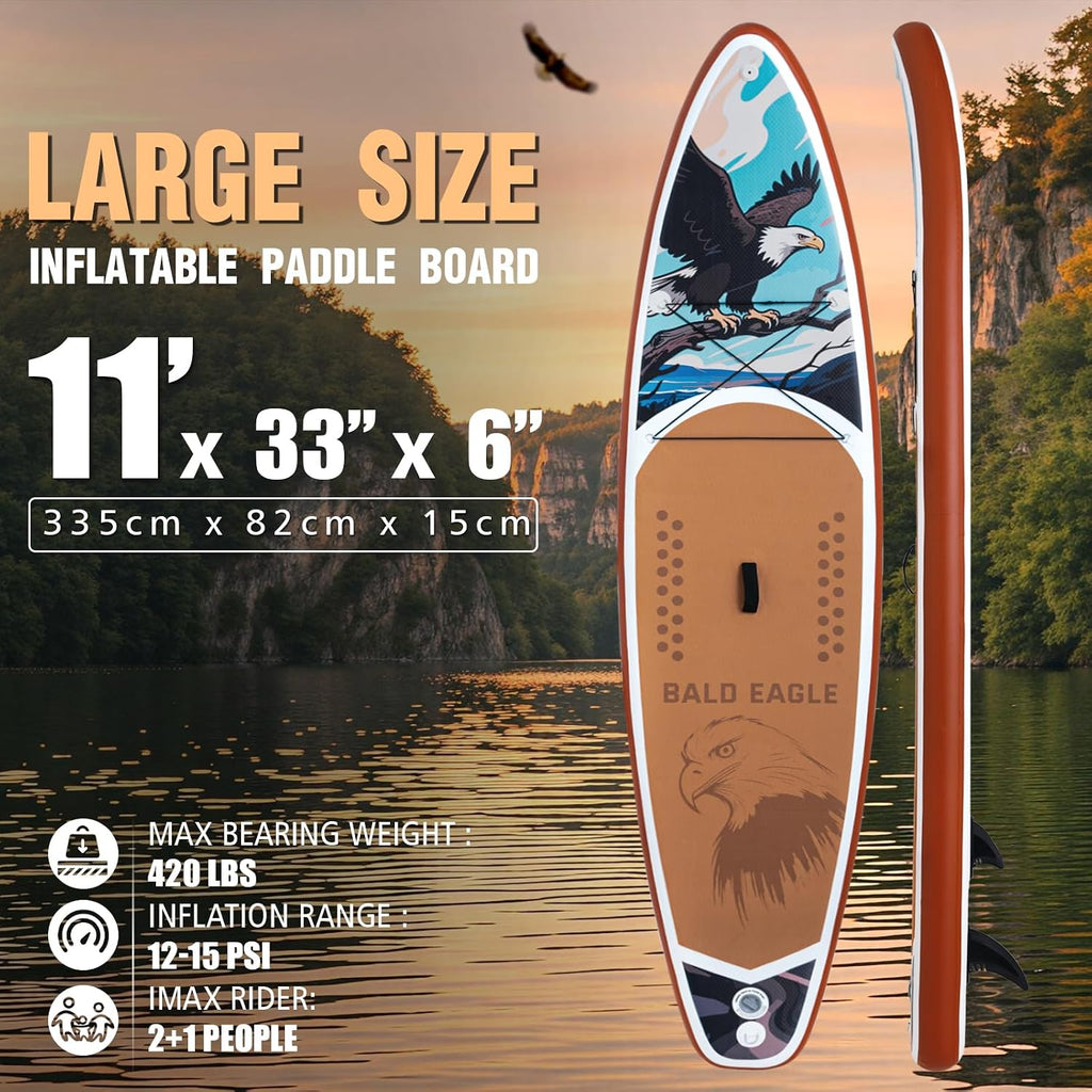 FEATH-R-LITE Inflatable Paddle Board Stand Up Paddleboards for Adults SUP with Premium Accessories Pump, Adjustable Paddle, Leash, Three Fins, Backpack