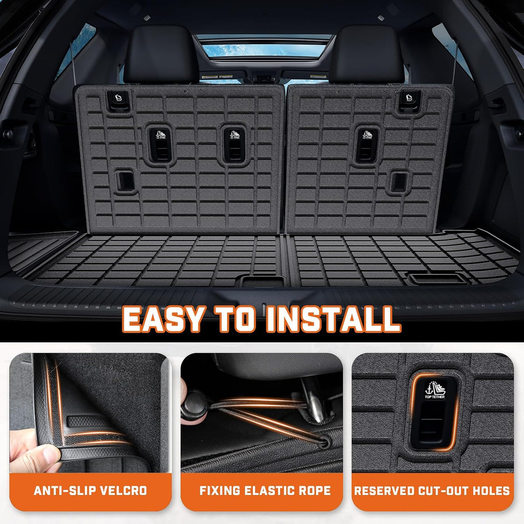 Mixsuper Floor Mat & Cargo Liner for Honda Pilot 2023 2024 2025 2026,All Weather TPE Floor mat with Backrest and Door Sill Guards Pilot Accessories,Anti-Slip Floor Liners Set, Black