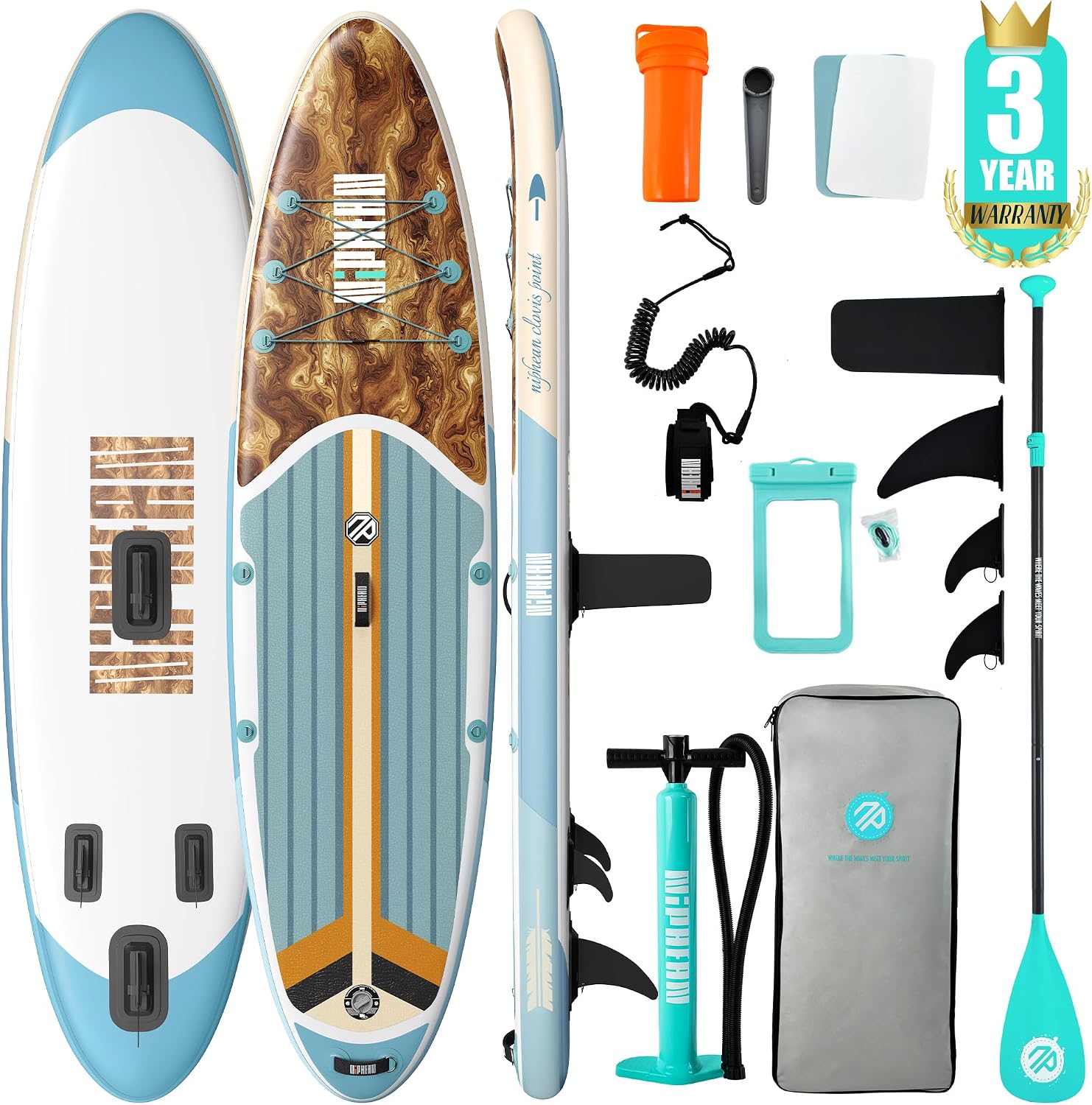 Niphean Inflatable Stand Up Paddle Board with SUP Accessories, Anti-Slip EVA Deck, 10'6'' Inflatable Paddle Boards for Adults & Youth of All Skill Levels