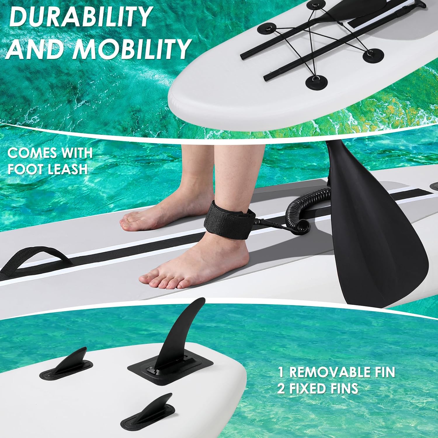 Clevich 10FT Stand Up Paddle Board, Inflatable Paddleboard with SUP Accessories & Carry Bag, Paddle, Hand Pump, Non-Slip Deck, Repair Kit,Leash, 400LBS