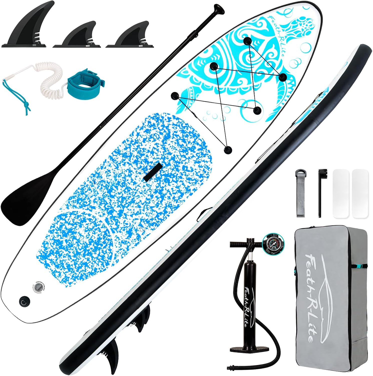 FEATH-R-LITE Inflatable Ultra-Light 10'×30''/10'6''×33'' Stand Up Paddle Board for All Skill Levels with Premium SUP Paddleboard Accessories,Non-Slip Comfort Deck for Youth & Adults