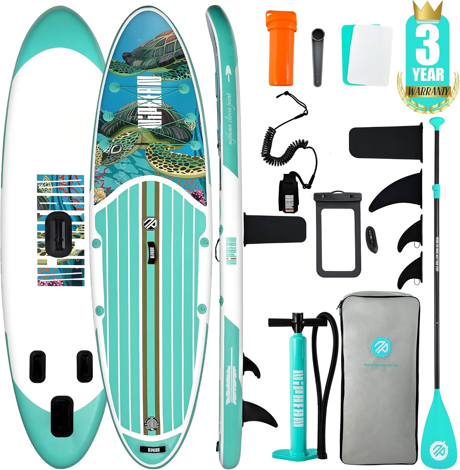Niphean Inflatable Stand Up Paddle Board with SUP Accessories, Anti-Slip EVA Deck, 10'6'' Inflatable Paddle Boards for Adults & Youth of All Skill Levels