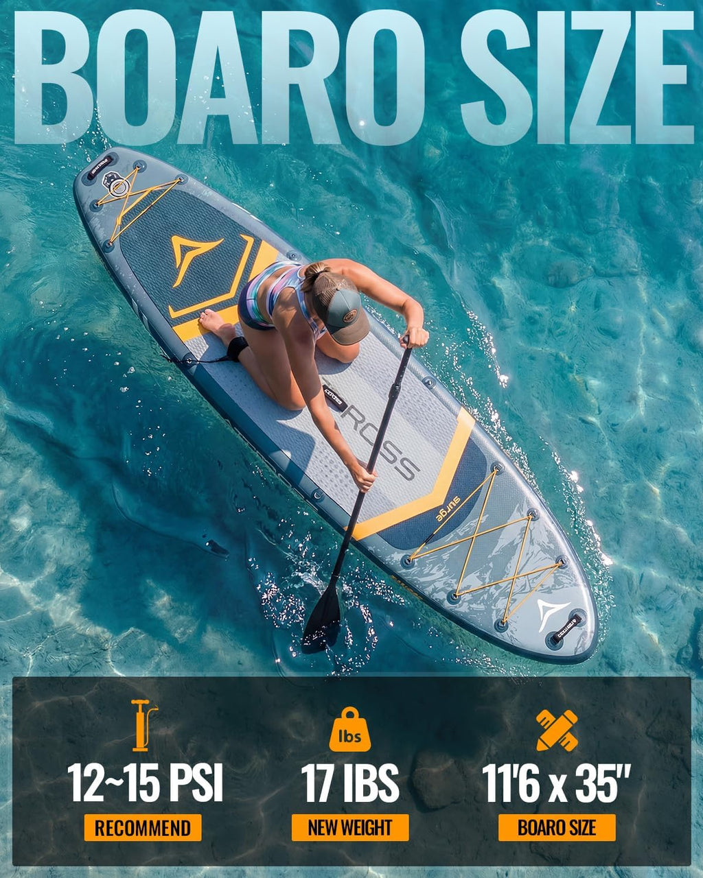 11'6'x35' Inflatable Paddle Board, 450lbs Extra Wide Stand Up Paddleboard for Adults with Premium SUP Accessories Kit & Backpack, Blow Up Kayak Non-Slip Stable Deck Boat for Yoga Fishing Surf
