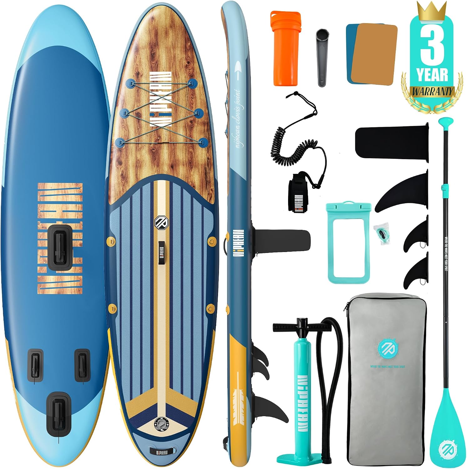 Niphean Inflatable Stand Up Paddle Board with SUP Accessories, Anti-Slip EVA Deck, 10'6'' Inflatable Paddle Boards for Adults & Youth of All Skill Levels