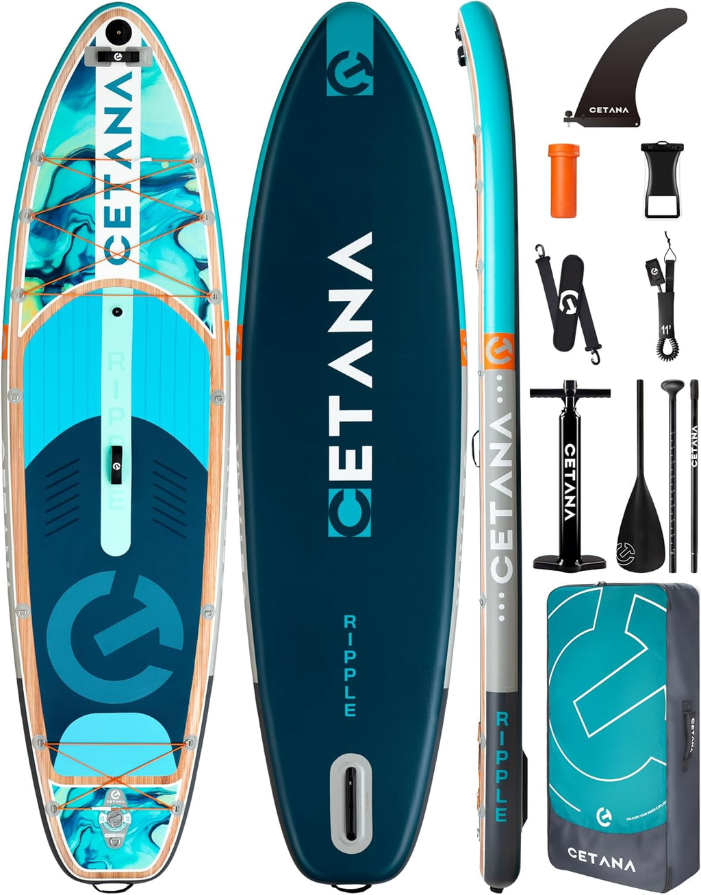 CETANA 11'6×35' Extra Wide Stand Up Paddle Board for Adults & Youth, 400lb Capacity Inflatable Paddle Board, Sup for 2+1 Person with Removable US Fin, 100L Backpack, Floating Paddle, Safety Leash