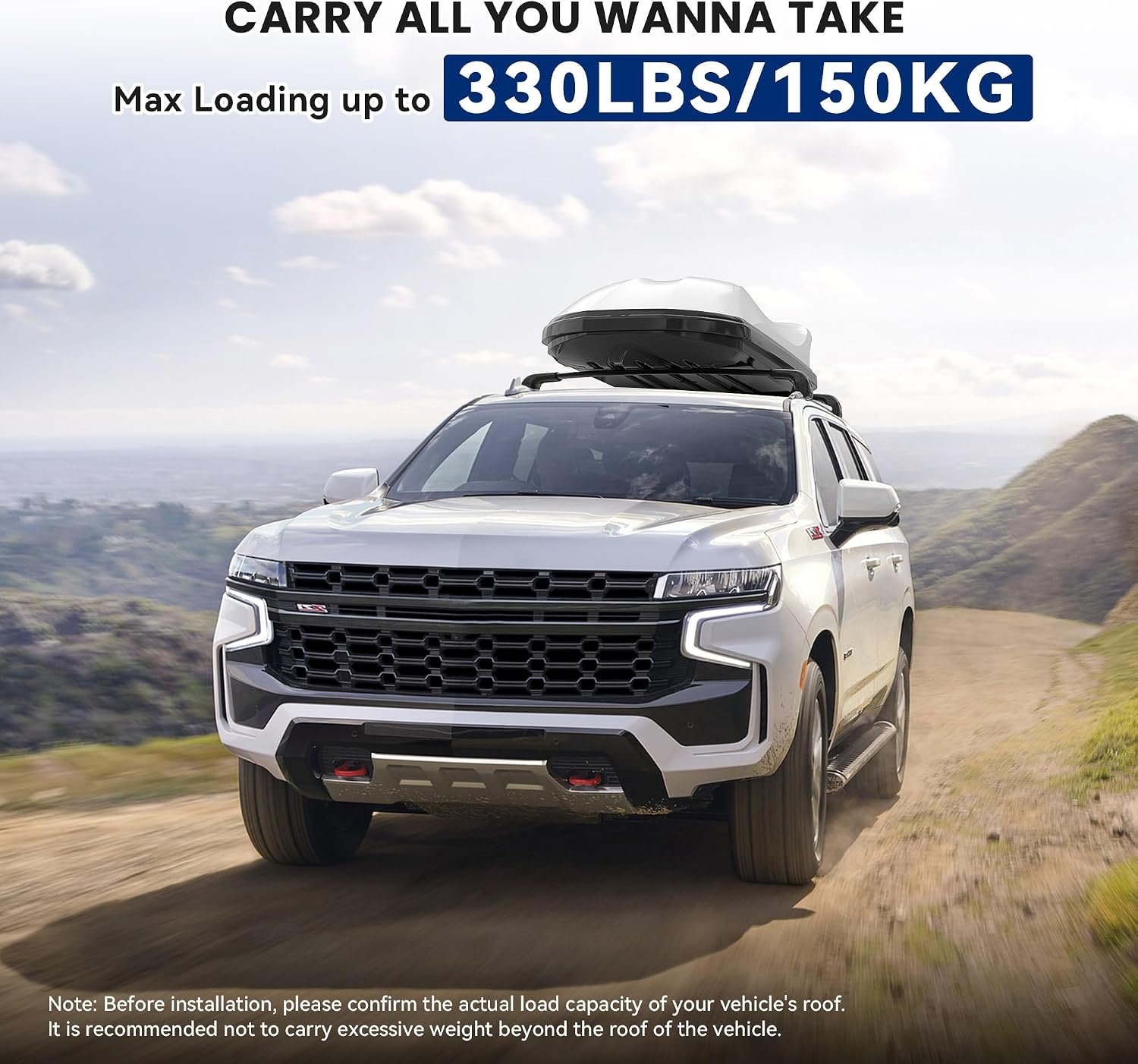 330LBS Lockable Roof Rack Cross Bars Fit for 2021 2022 2023 2024 2025 2026 Chevy Tahoe Suburban Yukon Escalade, Aluminum Crossbars Cargo Racks Rooftop Luggage Canoe Kayak