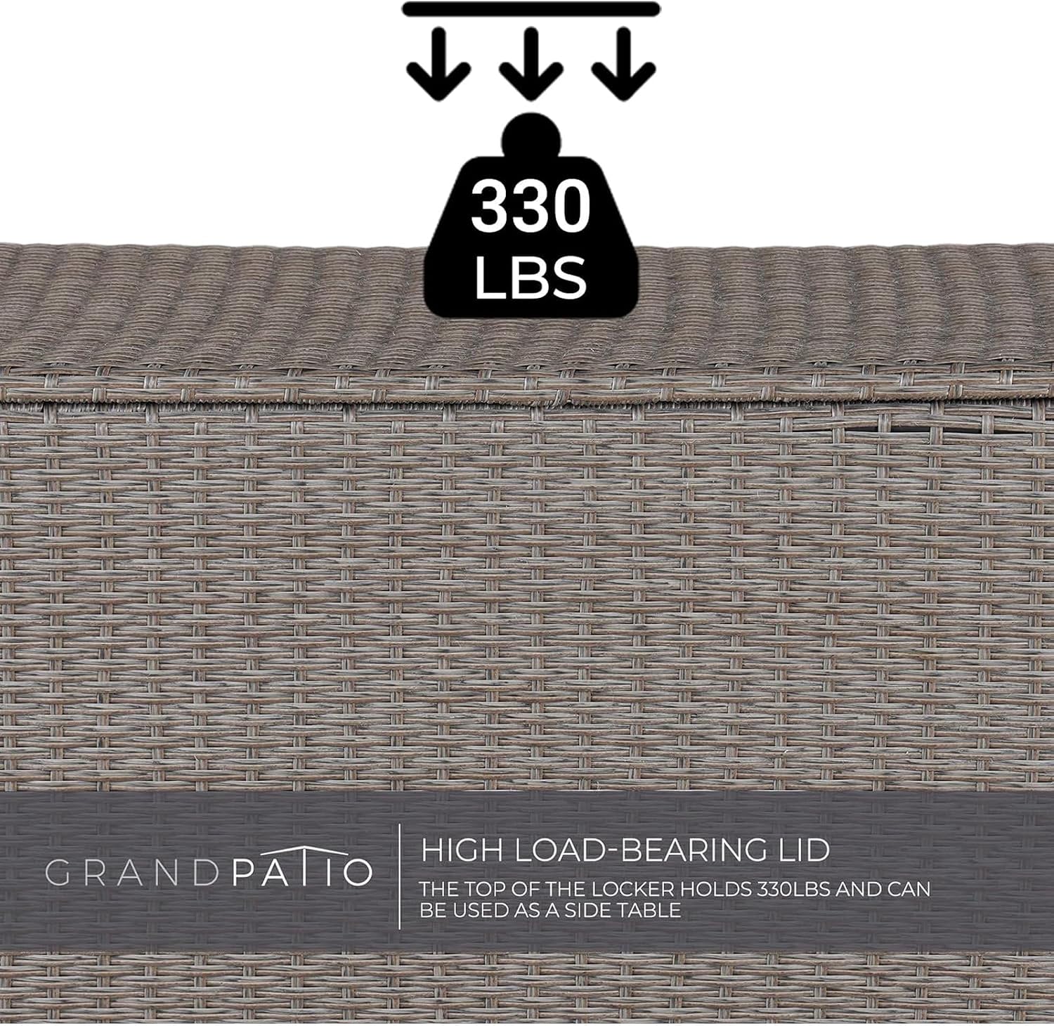 Grand patio 108 Gallon Deck Storage Box Indoor Outdoor Wicker Bin for Patio Furniture Cushions Garden Tools Pool Accessories, Greige