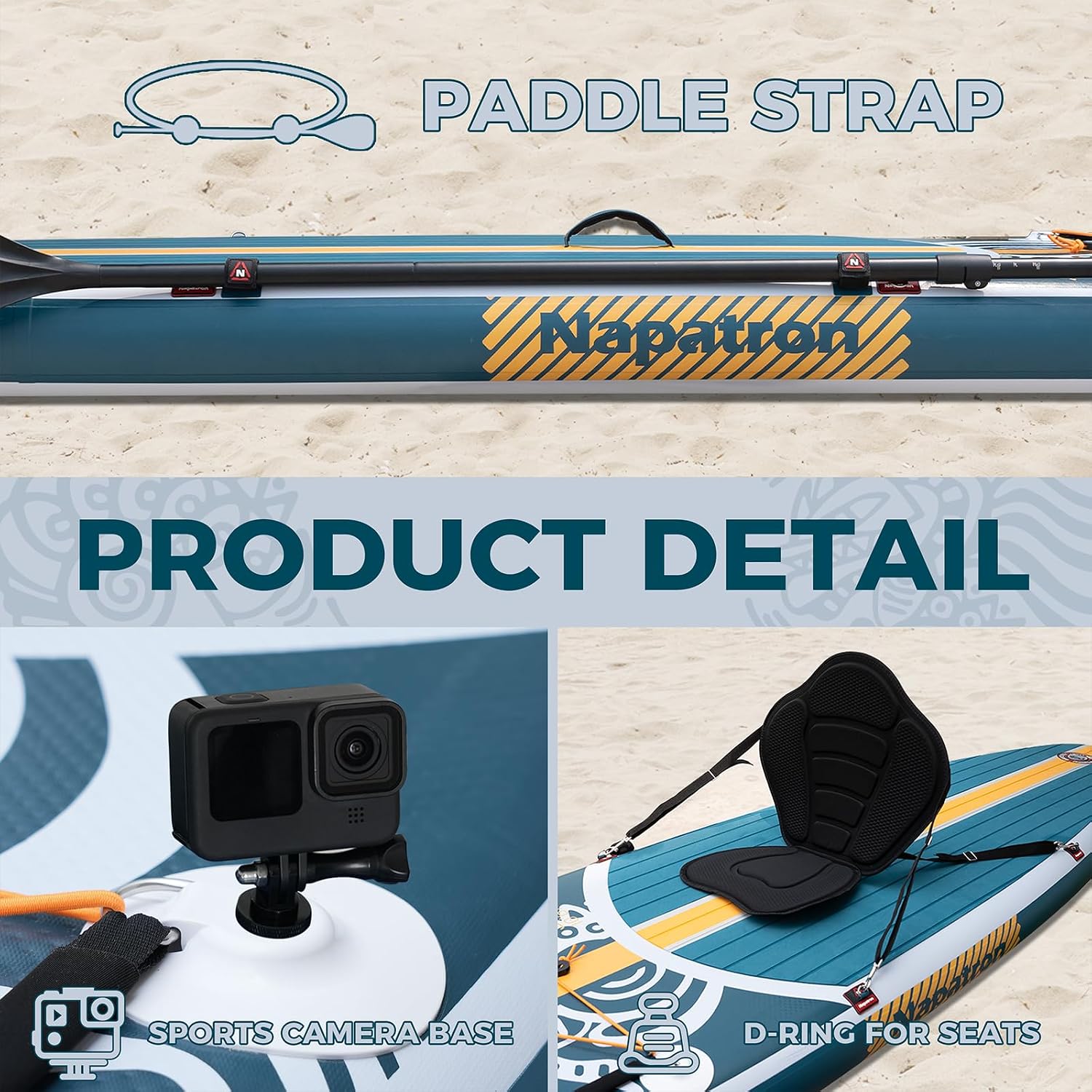 Napatron Inflatable Paddle Board, 10'6' Ultra Lightweight SUP with Adjustable Paddle, Anti-Slip Deck,Coiled Leash & Carry Bag,Stable All-Around Stand Up Paddle Board for Adults