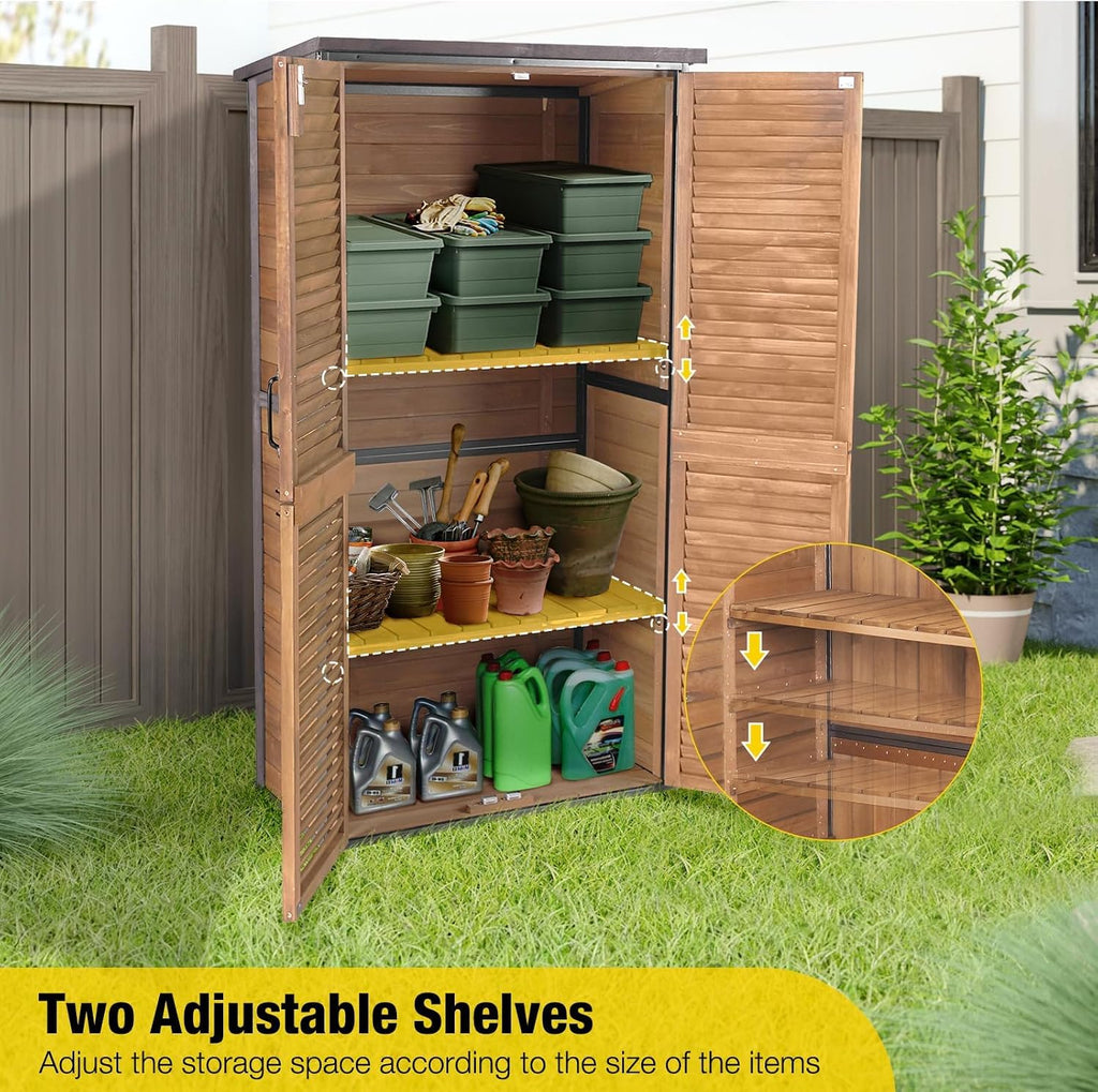Aivituvin Outdoor Storage Shed with Floor - Strong Metal Frame, Adjustable Shelves, Ventilated Blinds - Ideal for Garden Tools Cabinets Waterproof - Best in Sheds & Outdoor Storage