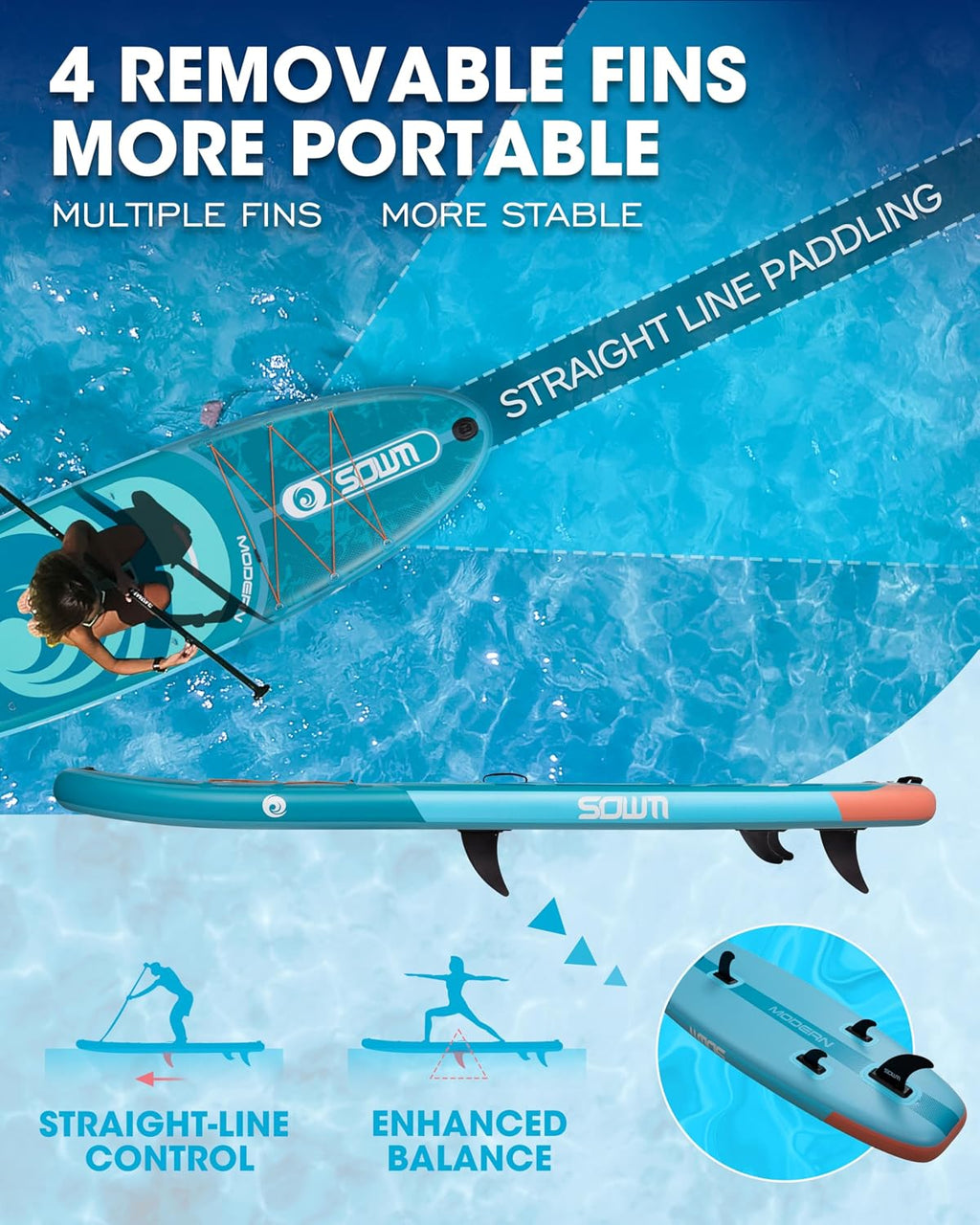 Inflatable Paddle Boards, Stand Up Paddle Board for Adults Youth of All-Round, 10'6'' *33'' * 6'' Extra Wide & No-Slip Sup for Yoga Fishing