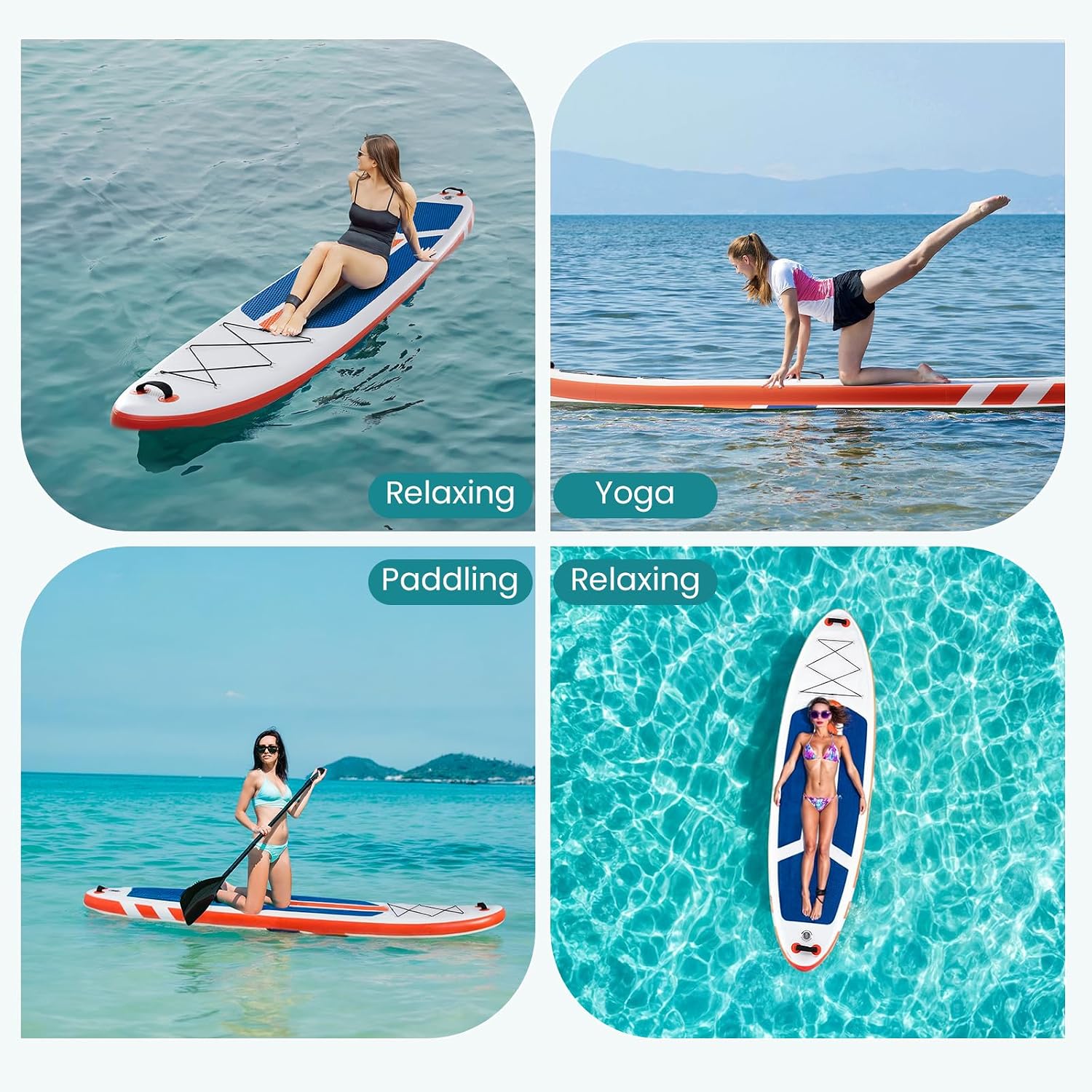 NEWBULIG 33' Inflatable Paddle Board SUP, Stand Up Paddle Board Blow Up with 3 Carry Handles, Non-Slip Deck Pad, Complete Kit with Pump, Leash & Backpack for Beginners/Adults