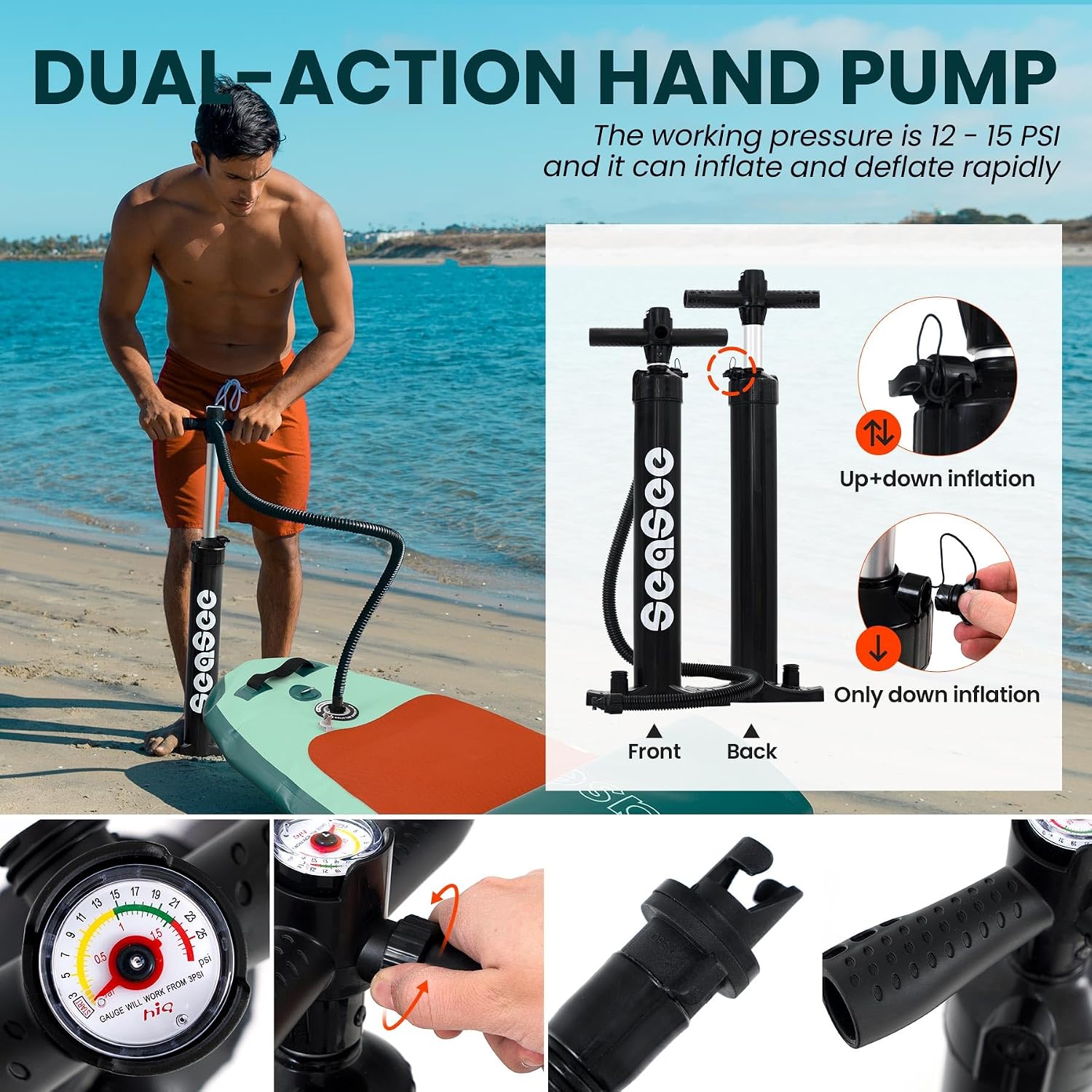Inflatable Stand Up Paddle Board Includes Paddle, Dual Action Pump, and Accessories 11ft Lightweight iSUP, 33'*6' Wide Stable Design, Anti-Slip EVA Deck, Paddle Board for Adults